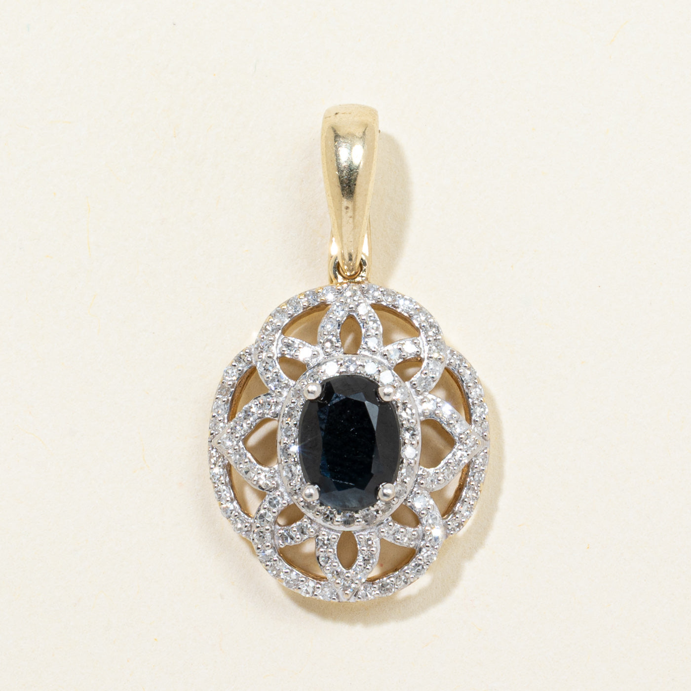 'Michael Hill' Sapphire & Diamond Halo Openwork Pendant | 0.81ct, 0.50ctw