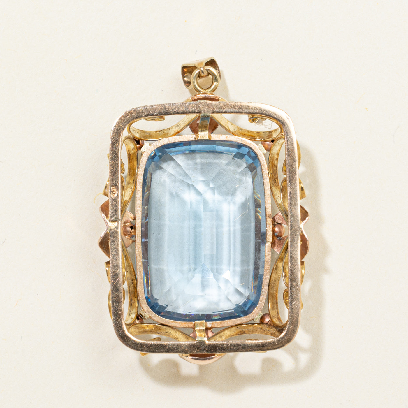 Large Blue Topaz Scrollwork Pendant | 70.40ct