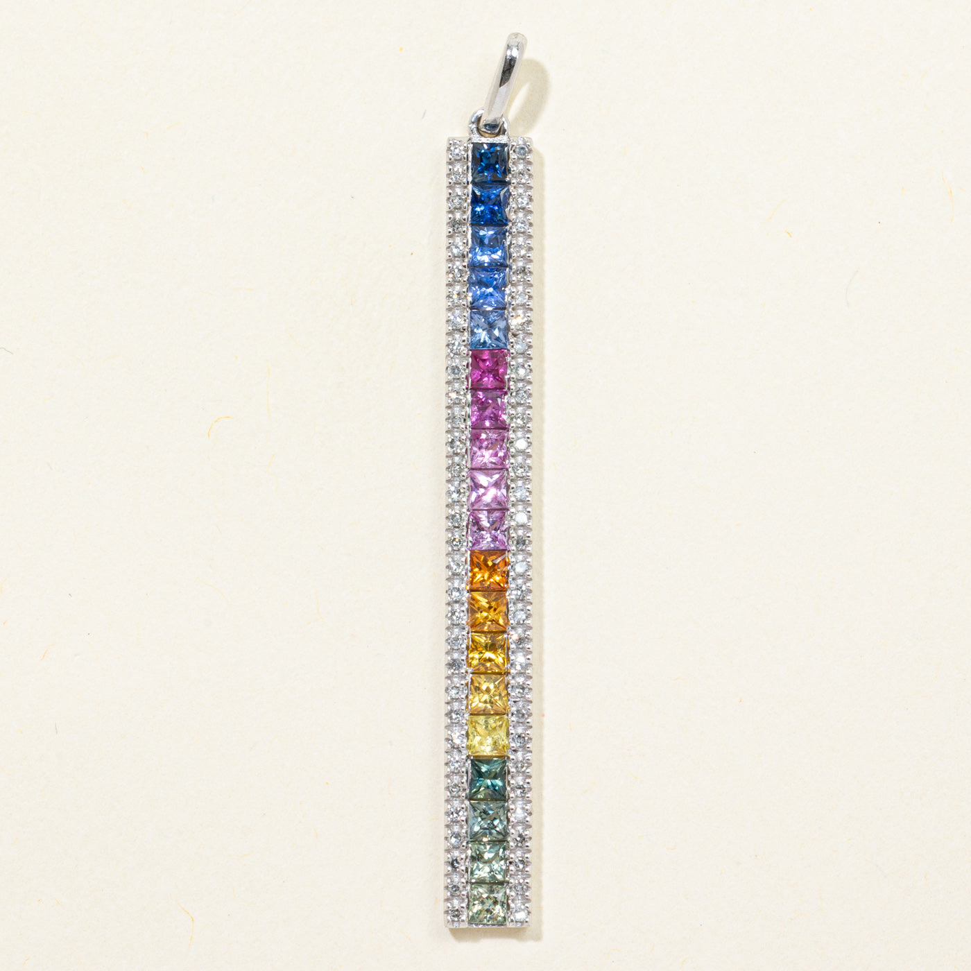 'Effy' Rainbow Sapphire & Diamond Column Pendant | 14.82ctw, 0.06ctw