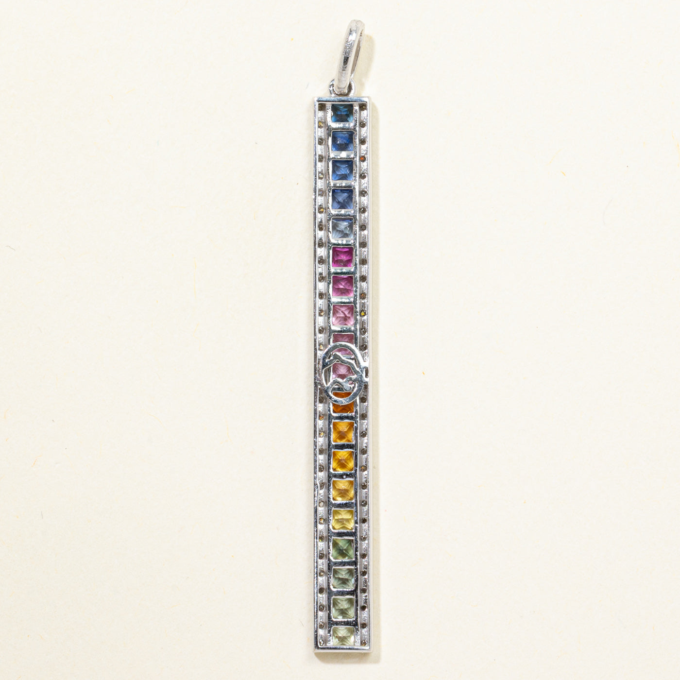 'Effy' Rainbow Sapphire & Diamond Column Pendant | 14.82ctw, 0.06ctw