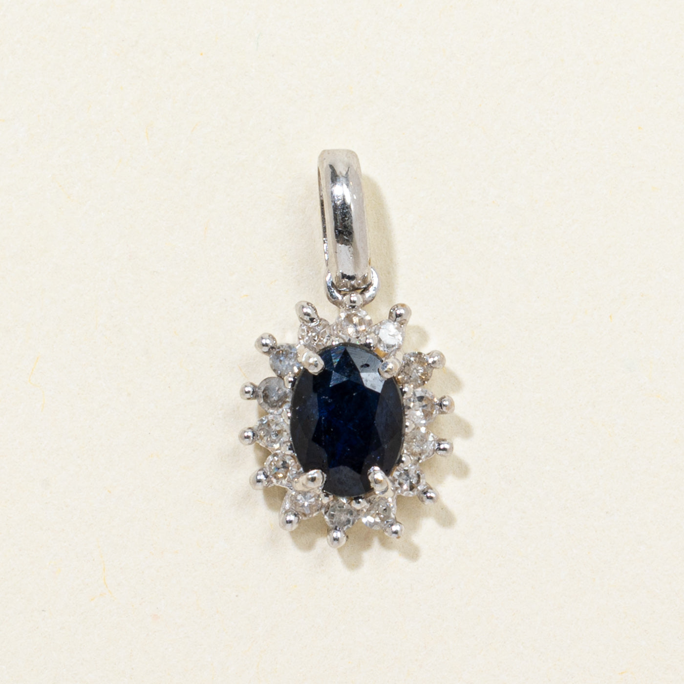 Sapphire & Diamond Halo Petal Pendant | 0.58ct, 0.11ctw