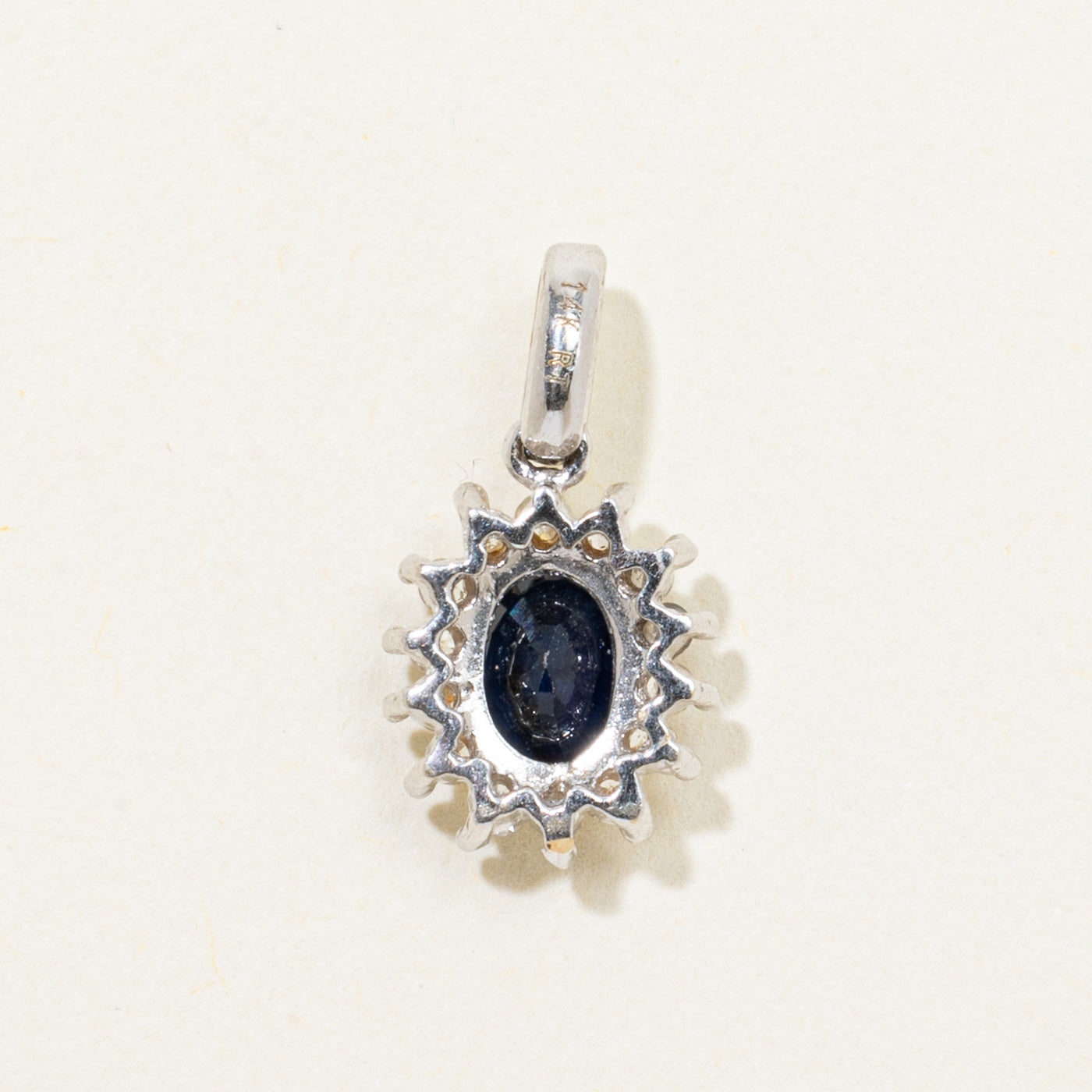 Sapphire & Diamond Halo Petal Pendant | 0.58ct, 0.11ctw