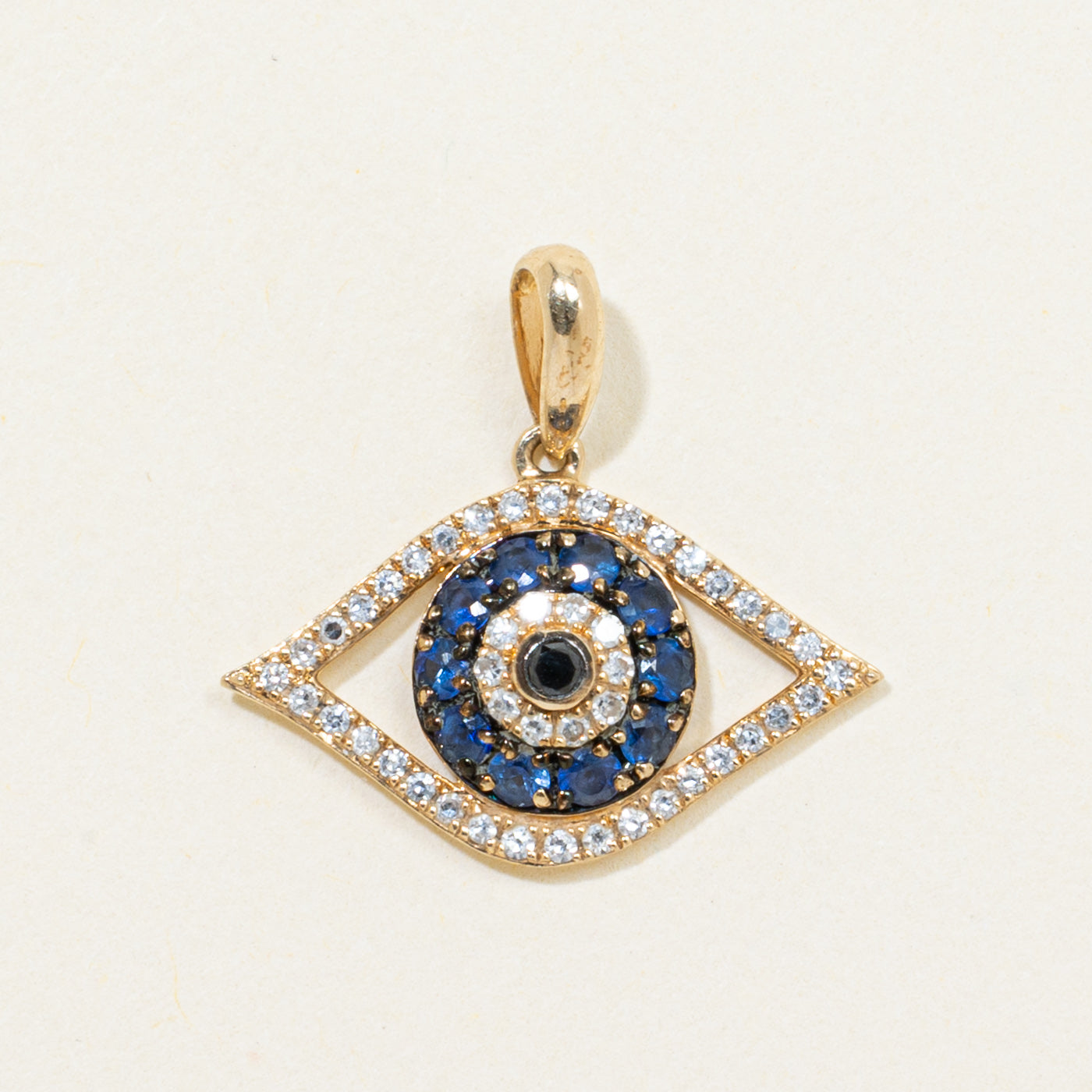 'Effy' Sapphire, Diamond & Onyx Evil Eye Charm | 0.17ctw, 0.05ctw, 0.02ct