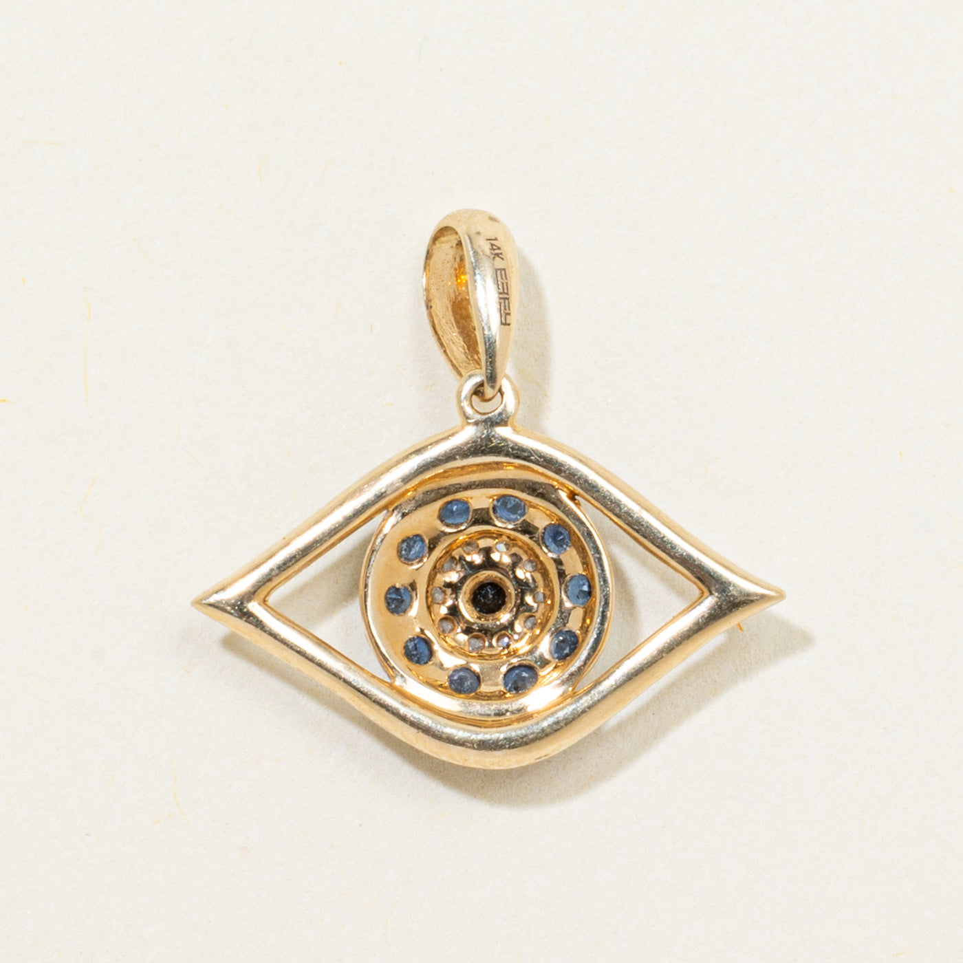 'Effy' Sapphire, Diamond & Onyx Evil Eye Charm | 0.17ctw, 0.05ctw, 0.02ct
