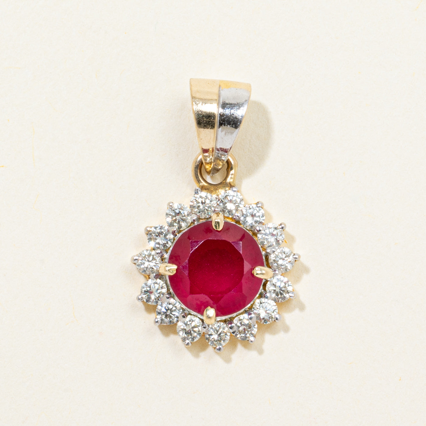 Ruby & Diamond Petal Pendant | 1.48ct, 0.42ctw