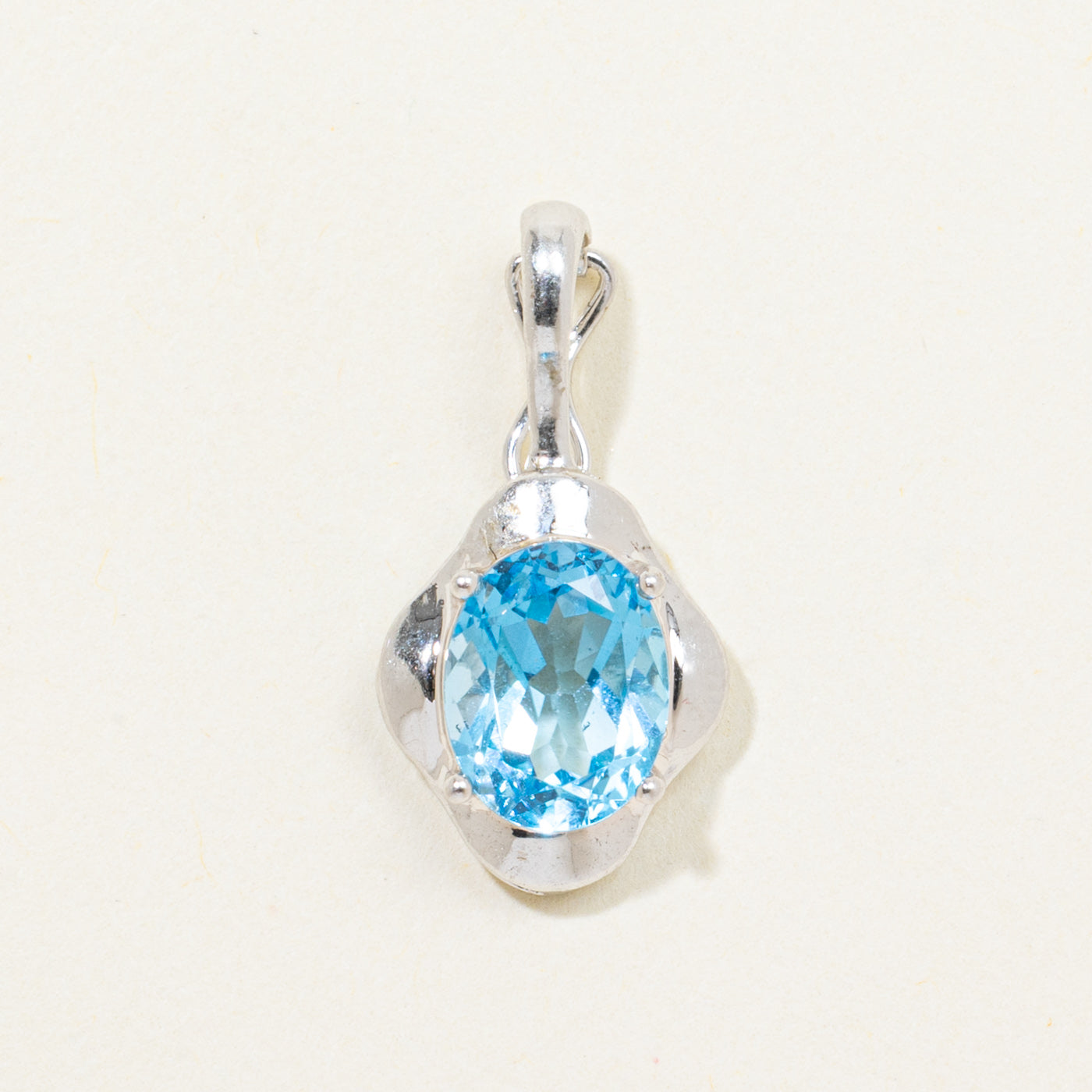 White Gold Blue Topaz Pendant | 2.00ct