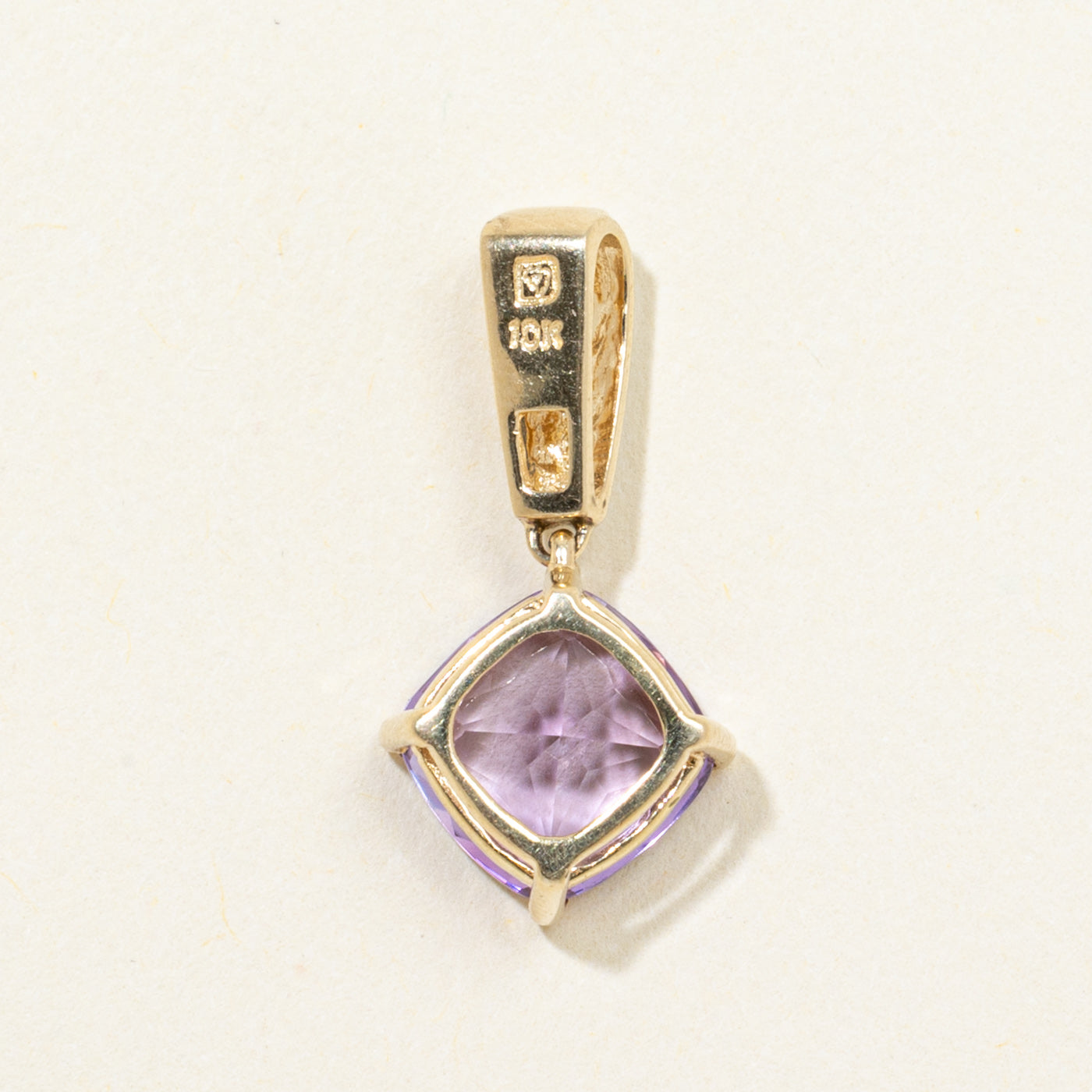 Cushion Cut Amethyst & Diamond Pendant | 1.72ct, 0.01ctw