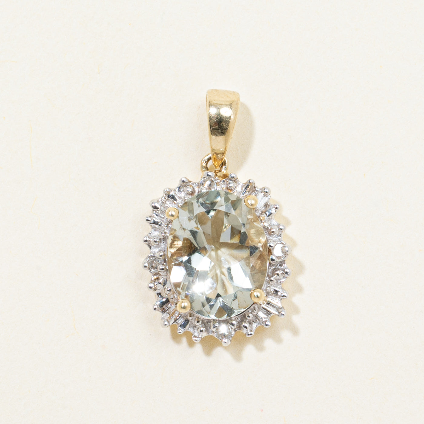 Prasiolite & Diamond Petal Pendant | 1.67ct, 0.04ctw