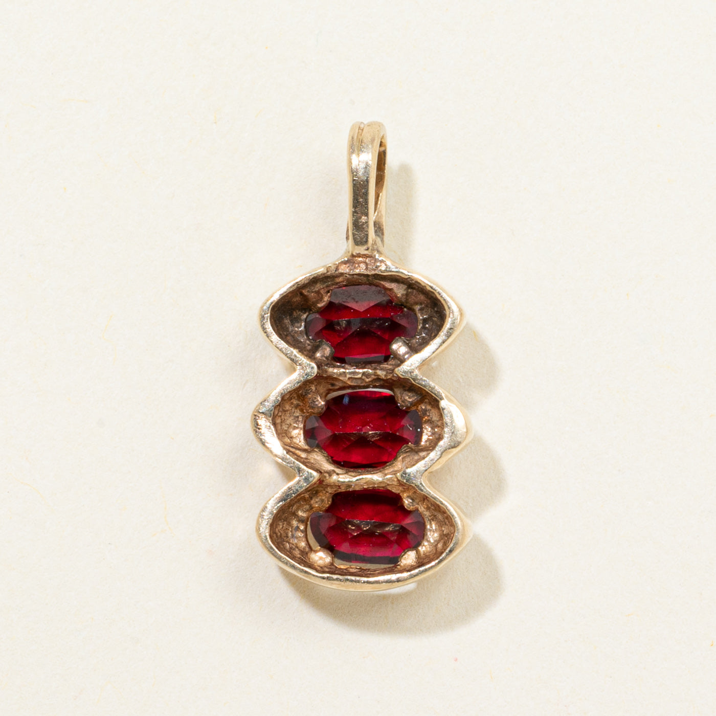 Three Stone Synthetic Ruby Drop Pendant | 1.68ctw
