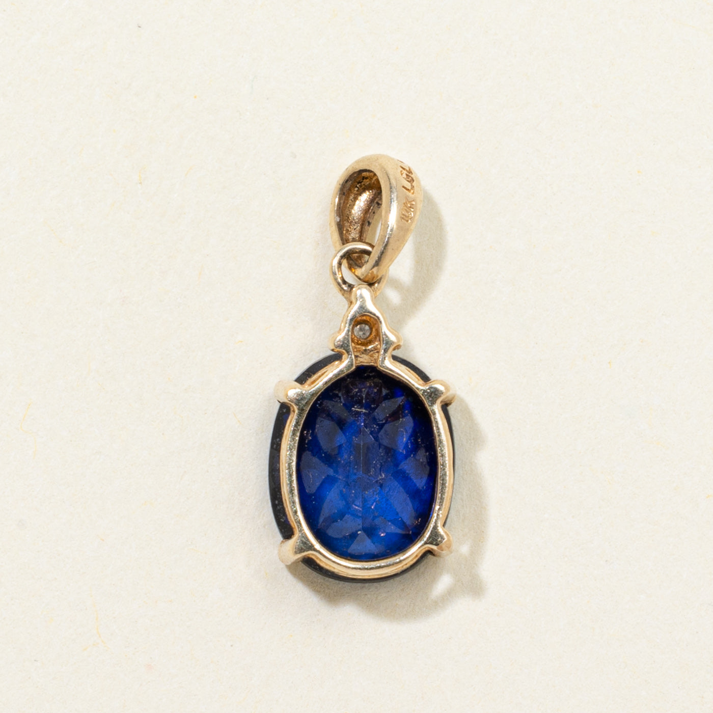 Oval Cut Synthetic Sapphire & Diamond Pendant | 2.75ct, 0.001ct