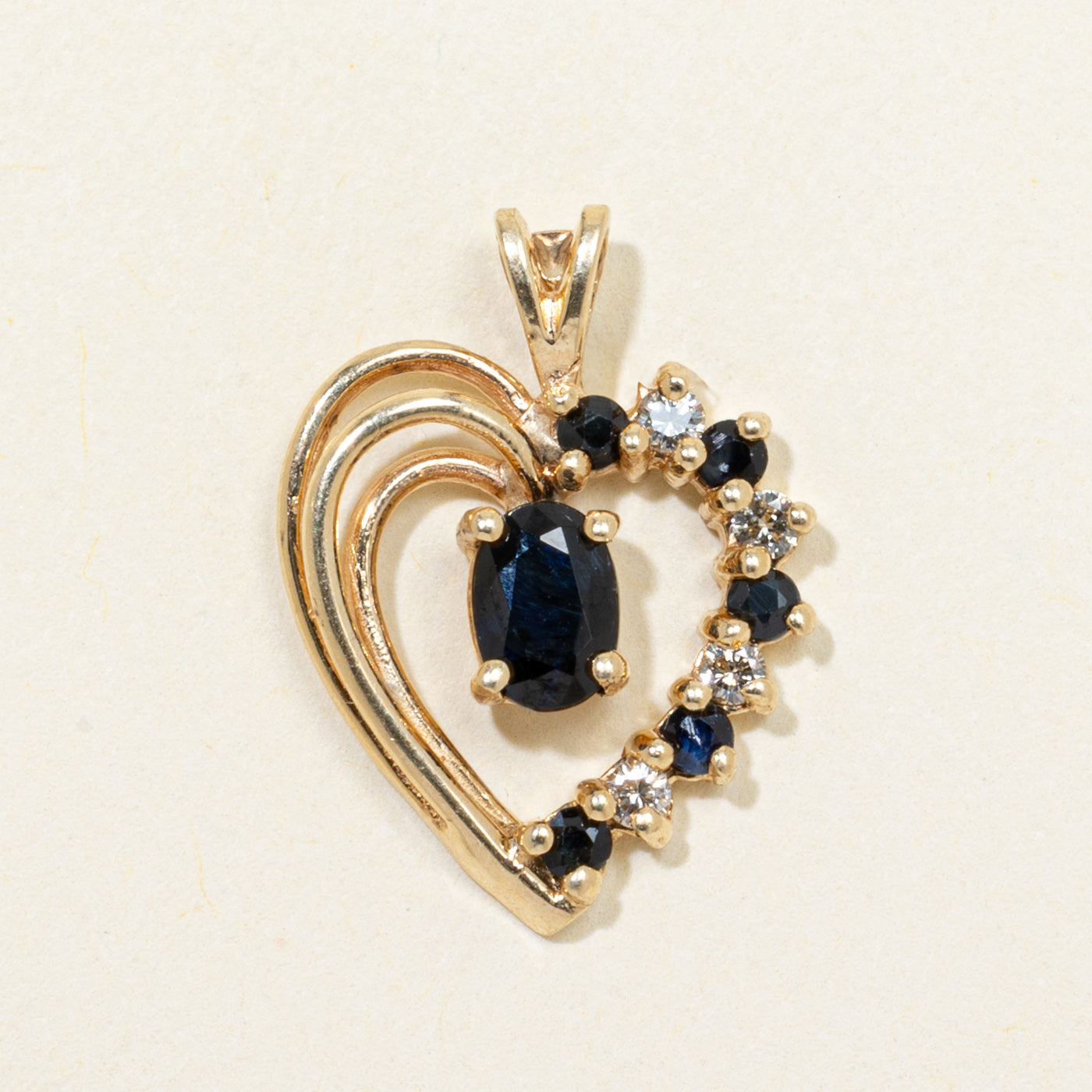 Sapphire & Diamond Openwork Heart Pendant | 0.63ctw, 0.04ctw