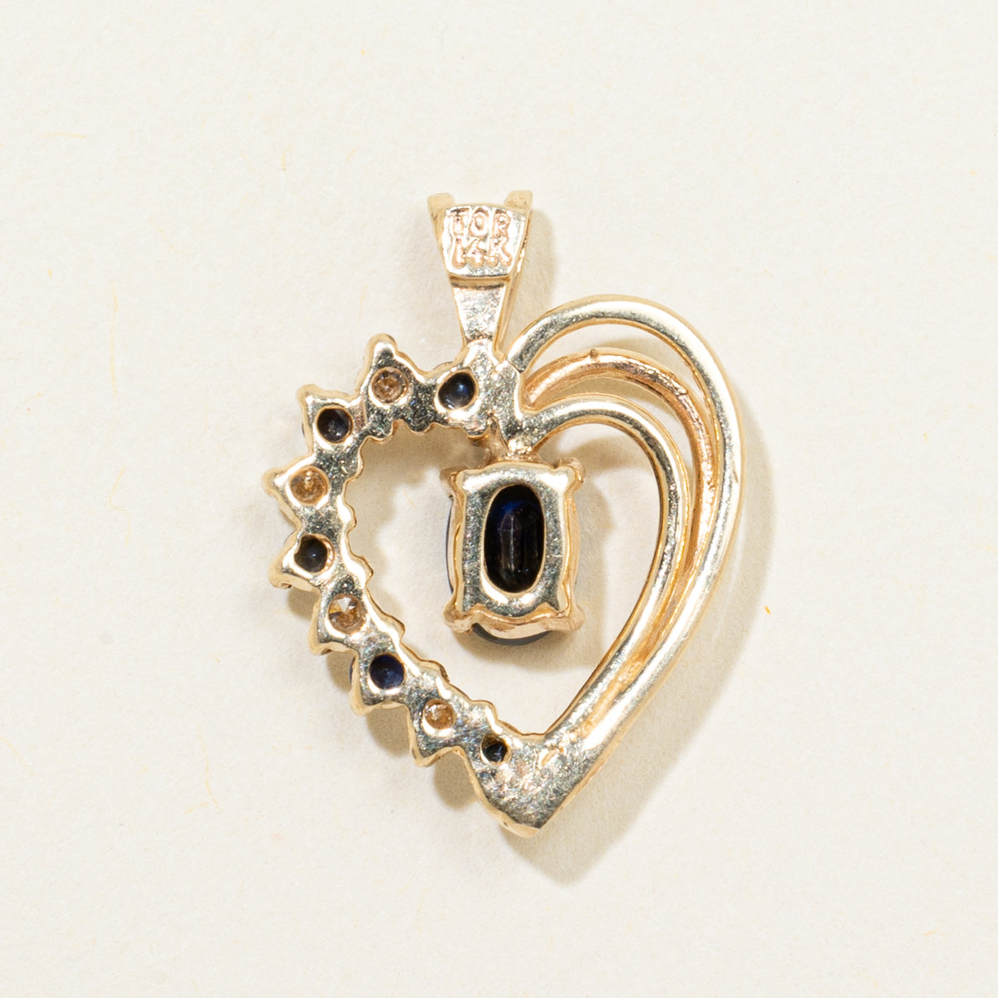 Sapphire & Diamond Openwork Heart Pendant | 0.63ctw, 0.04ctw