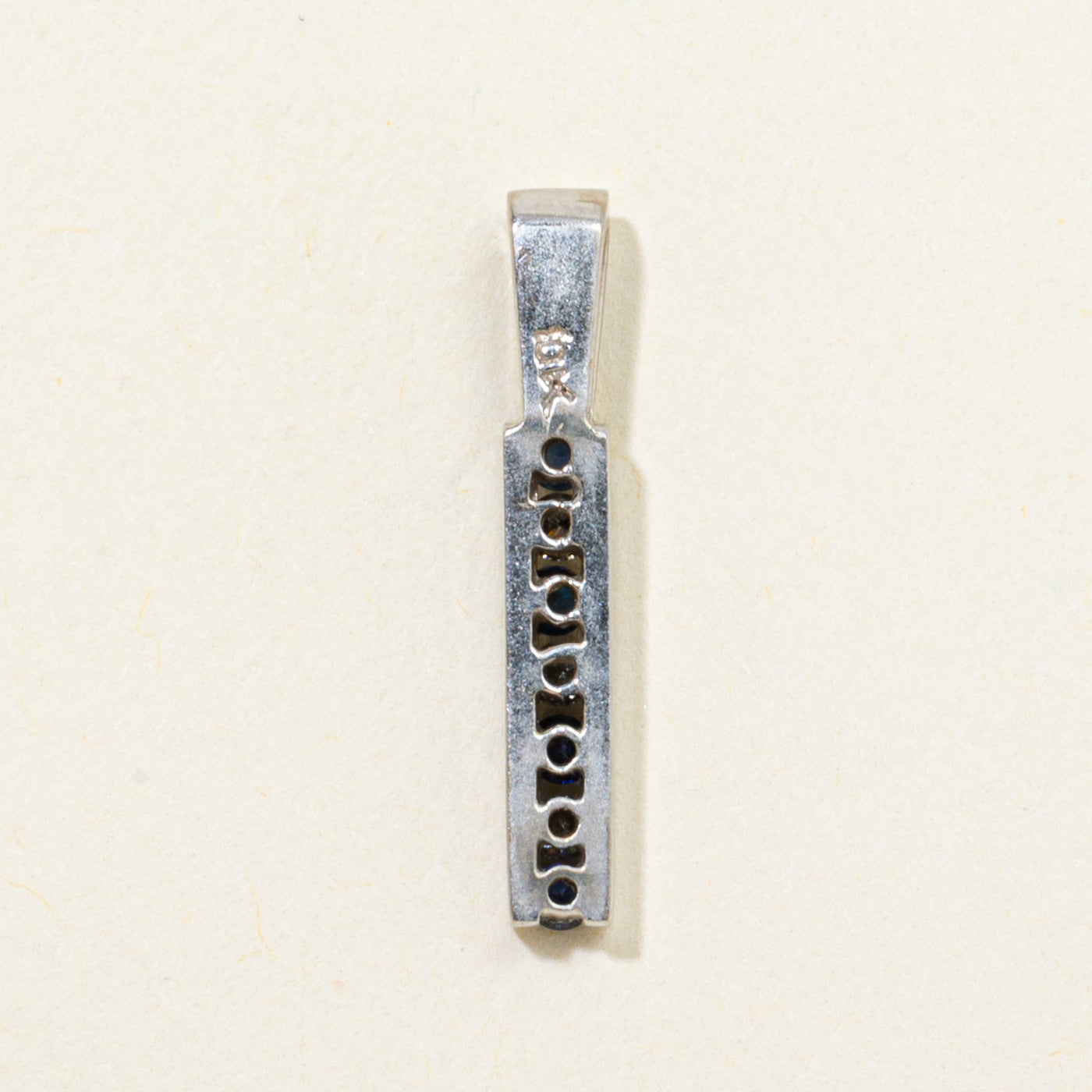 Channel Set Diamond & Sapphire Column Pendant | 0.08ctw, 0.07ctw