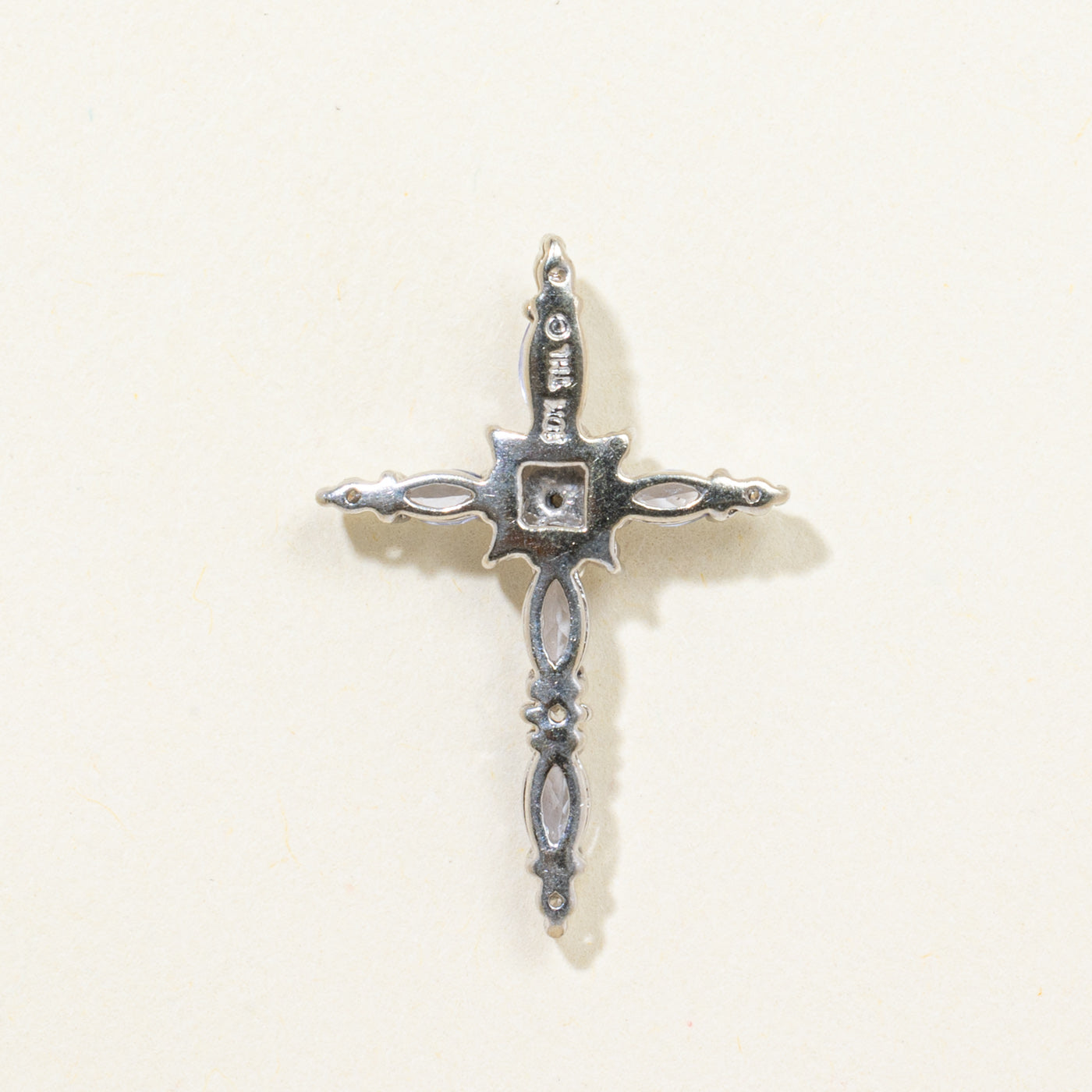 Marquise Cut Tanzanite & Diamond Cross Pendant | 0.09ctw, 0.07ctw