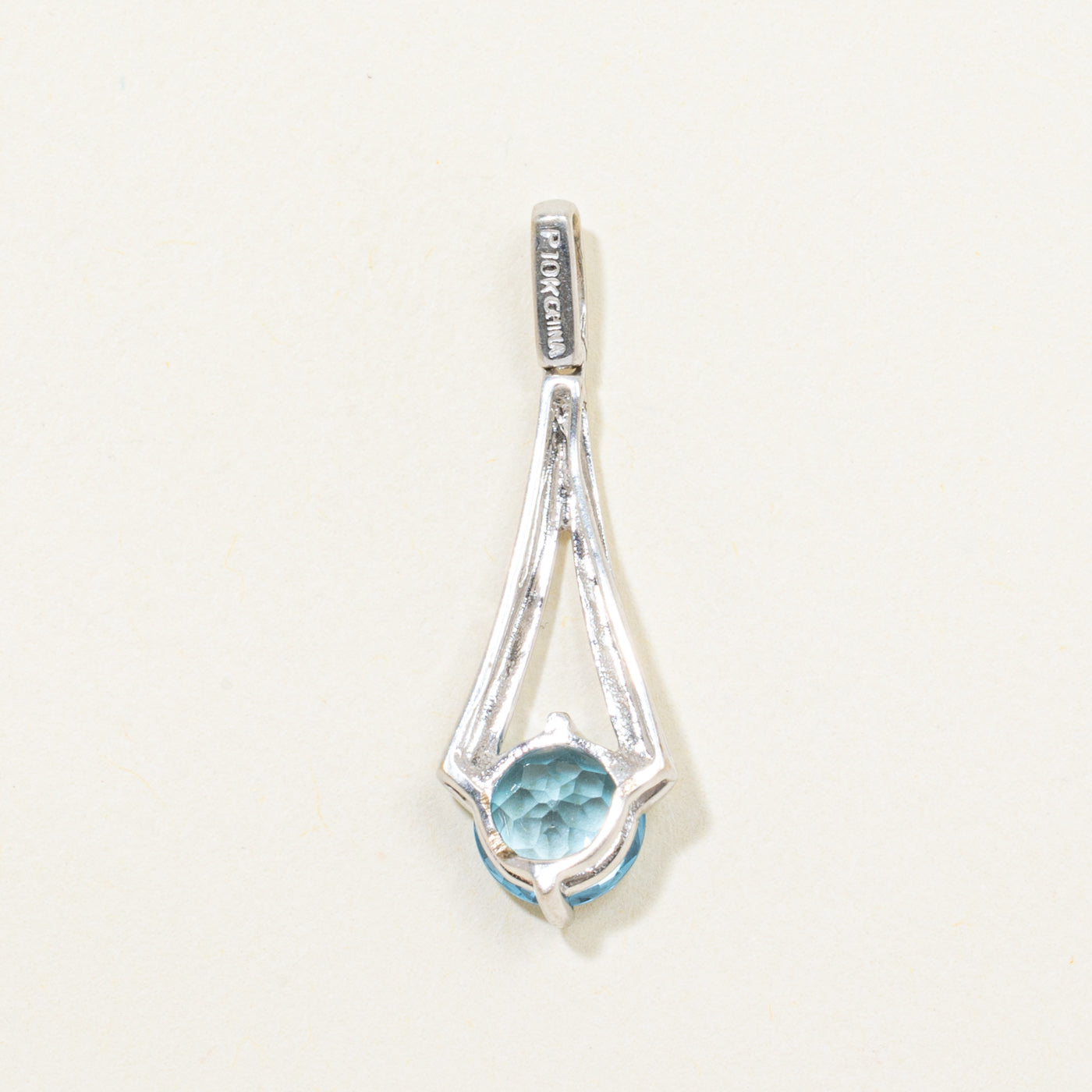 Blue Topaz & Diamond Drop Pendant | 0.95ct, 0.01ctw