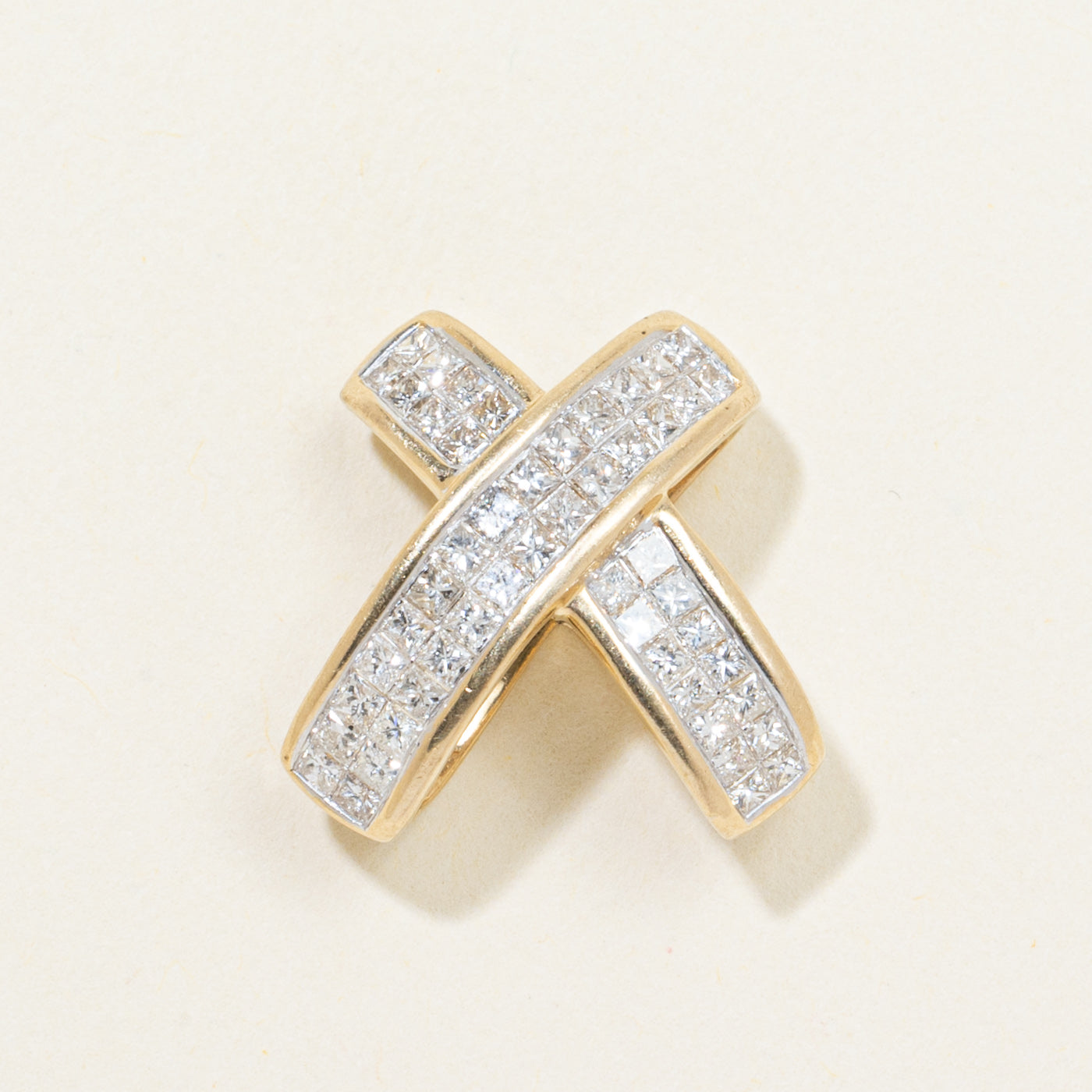 Invisible Set Diamond "X" Pendant | 0.75ctw