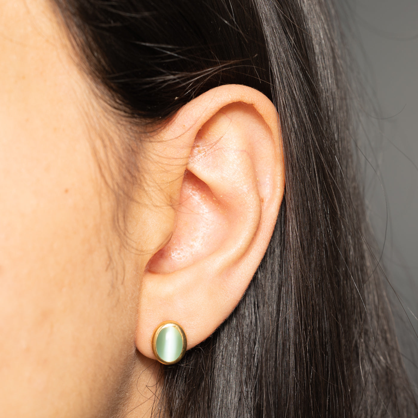 Bezel Set Cats Eye Quartz Stud Earrings | 2.60ctw