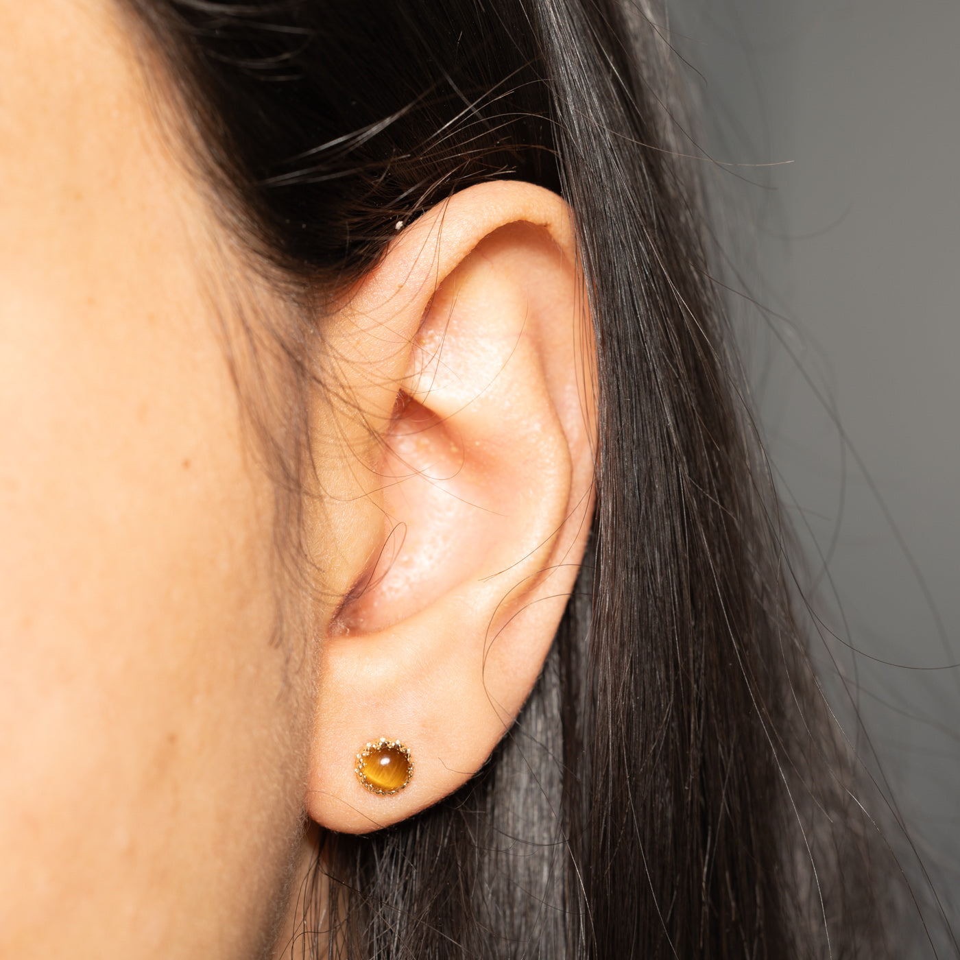 10k Tigers Eye Stud Earrings | 1.00ctw