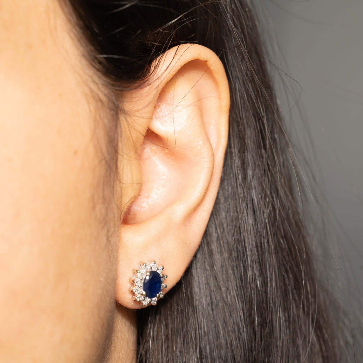 Sapphire & Diamond Petal Stud Earrings | 1.60ctw, 0.40ctw