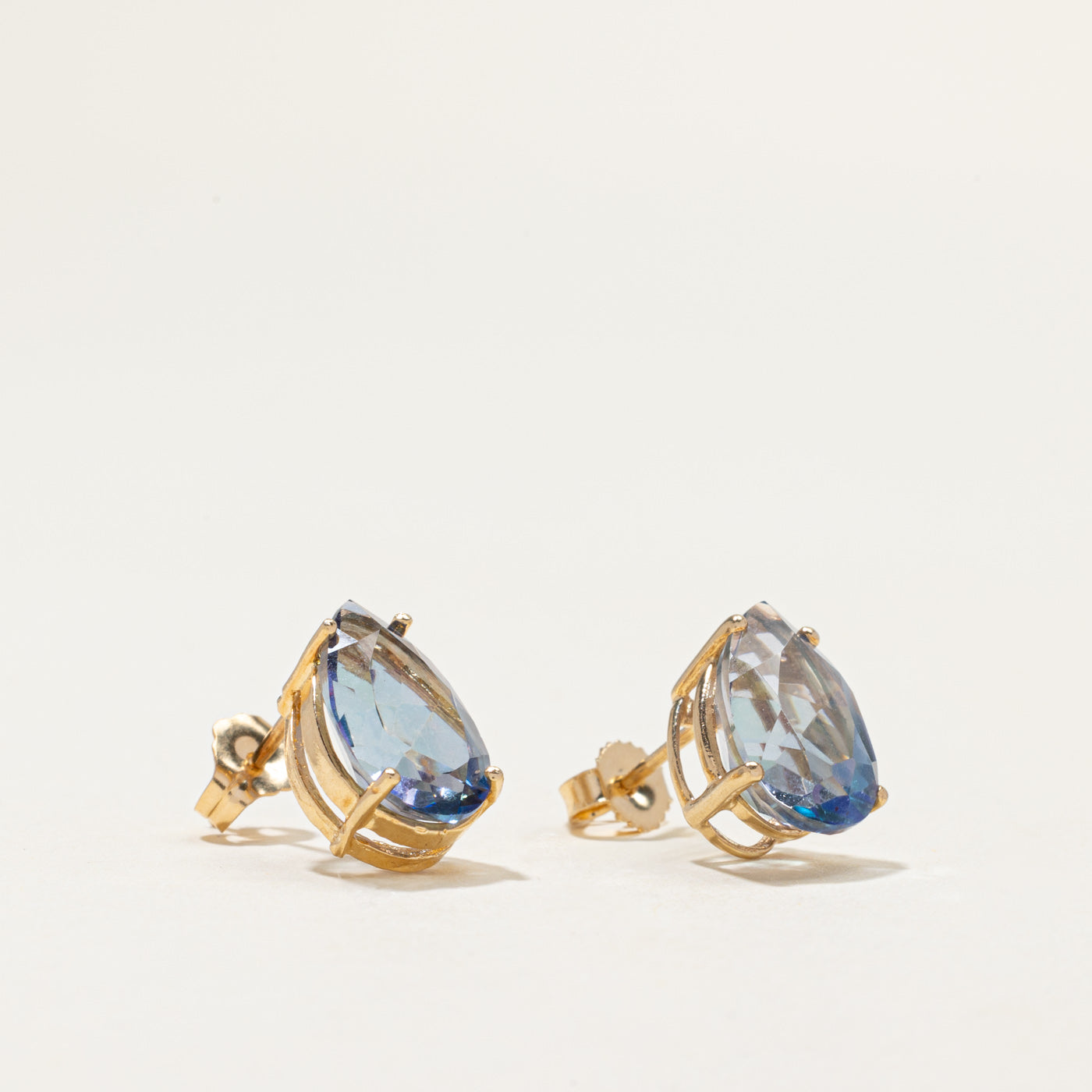 18k Pear Cut Mystic Topaz Stud Earrings | 7.00ctw