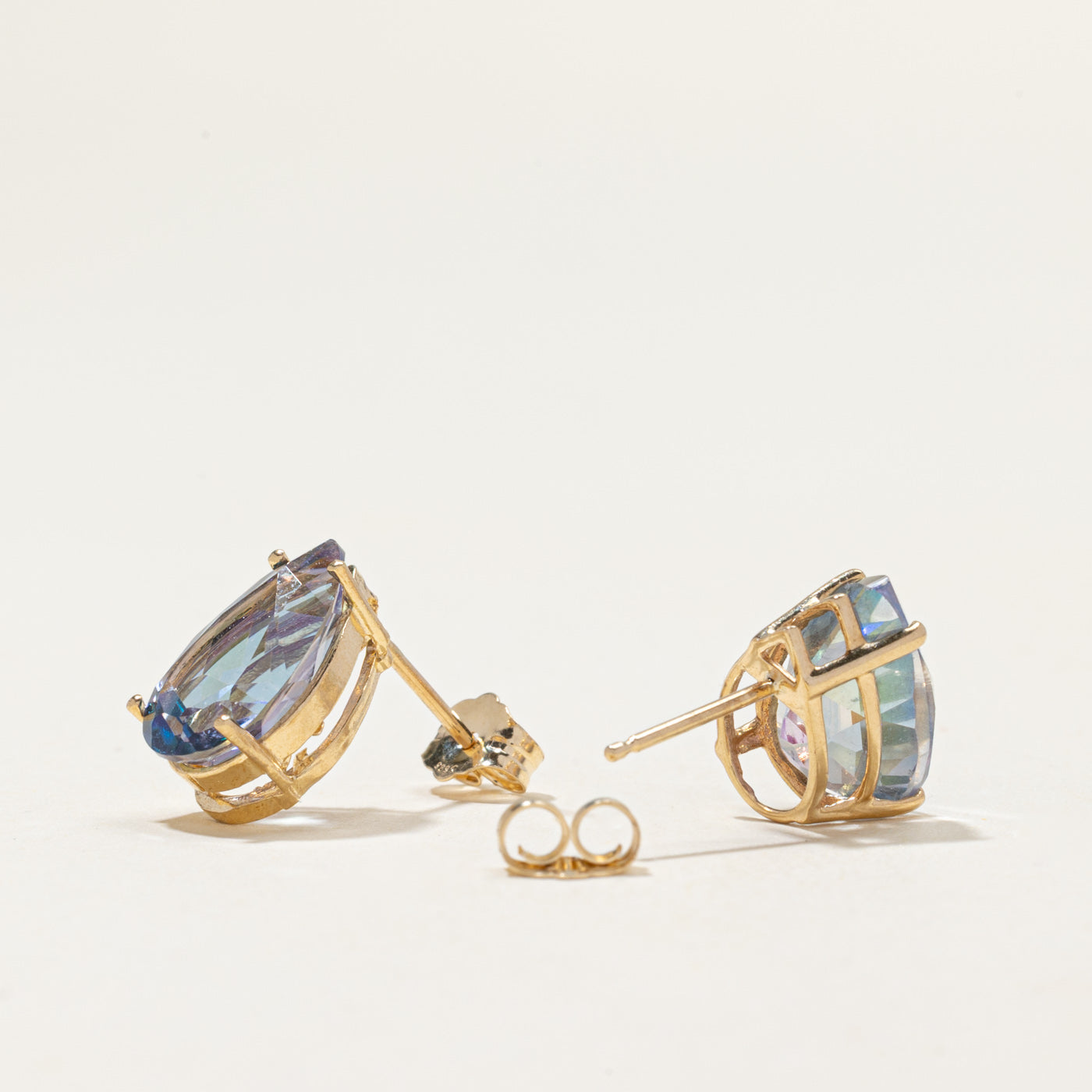 14k Pear Cut Mystic Topaz Stud Earrings | 8.00ctw