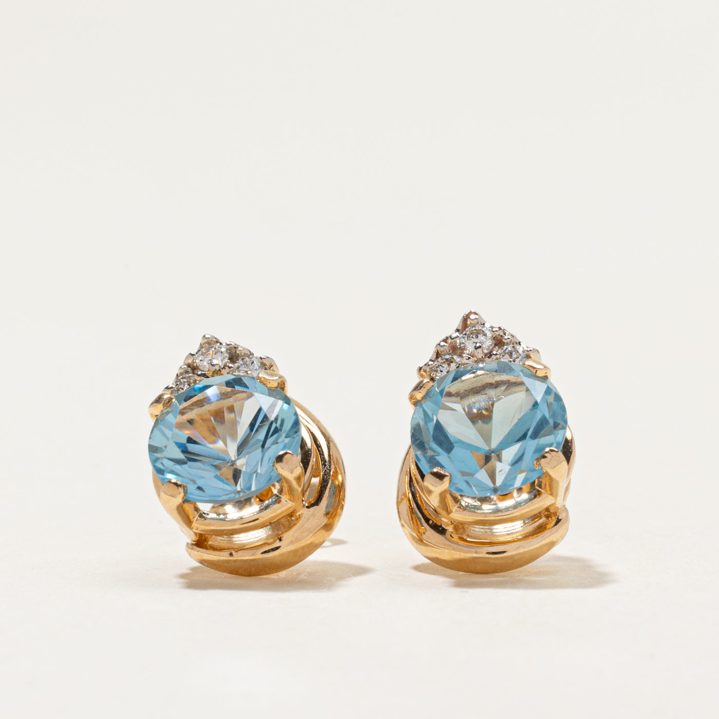 10k Synthetic Spinel & Natural Diamond Stud Earrings | 5.00ctw, 0.13ctw