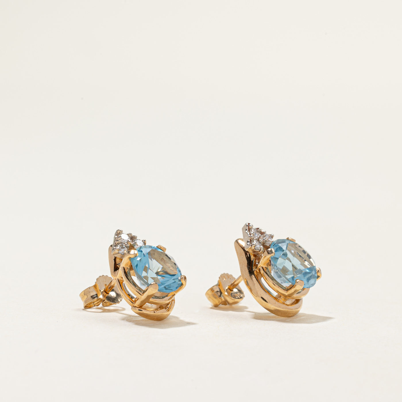 10k Synthetic Spinel & Natural Diamond Stud Earrings | 5.00ctw, 0.13ctw