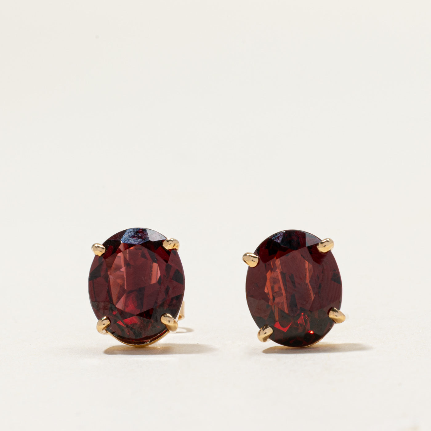 14k Oval Cut Garnet Stud Earrings | 8.40ctw