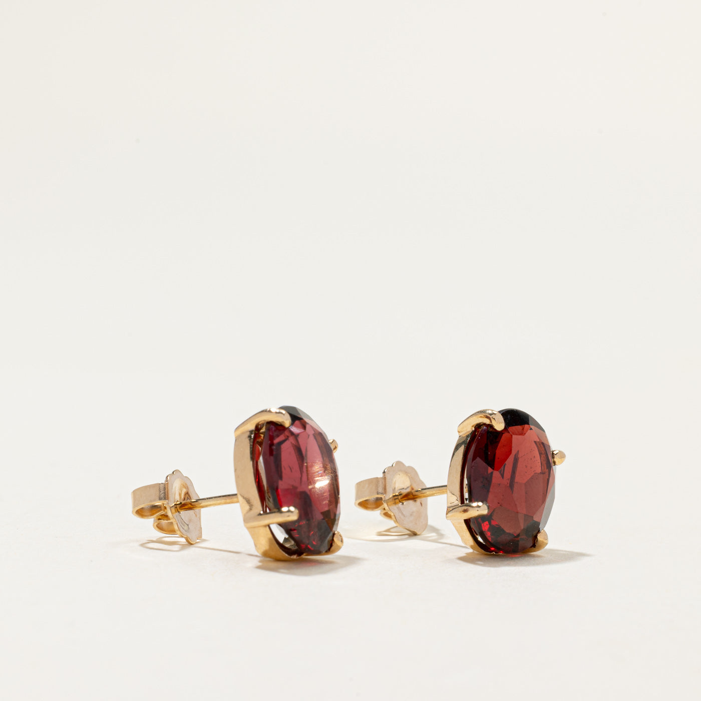 14k Oval Cut Garnet Stud Earrings | 8.40ctw
