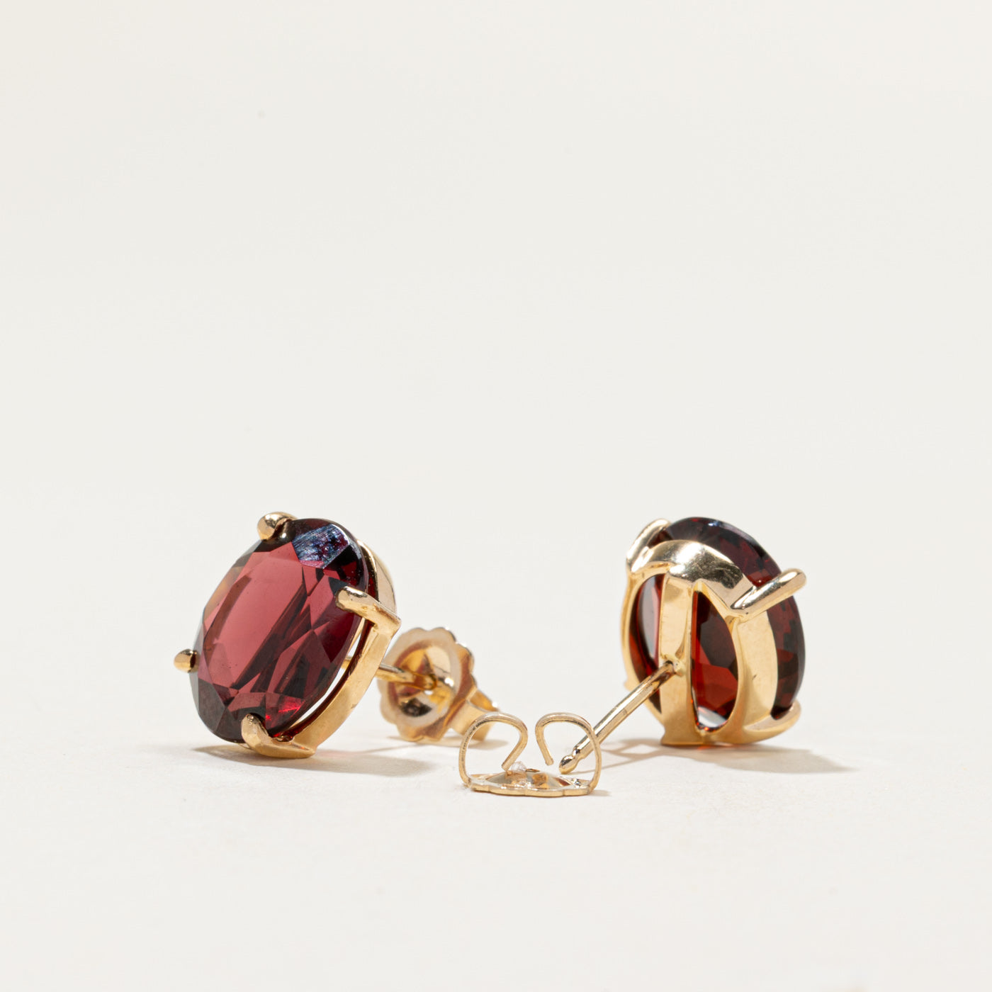 14k Oval Cut Garnet Stud Earrings | 8.40ctw