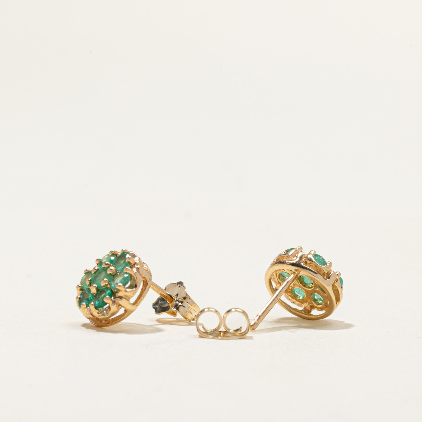 Emerald Round Cluster Stud Earrings | 0.35ctw