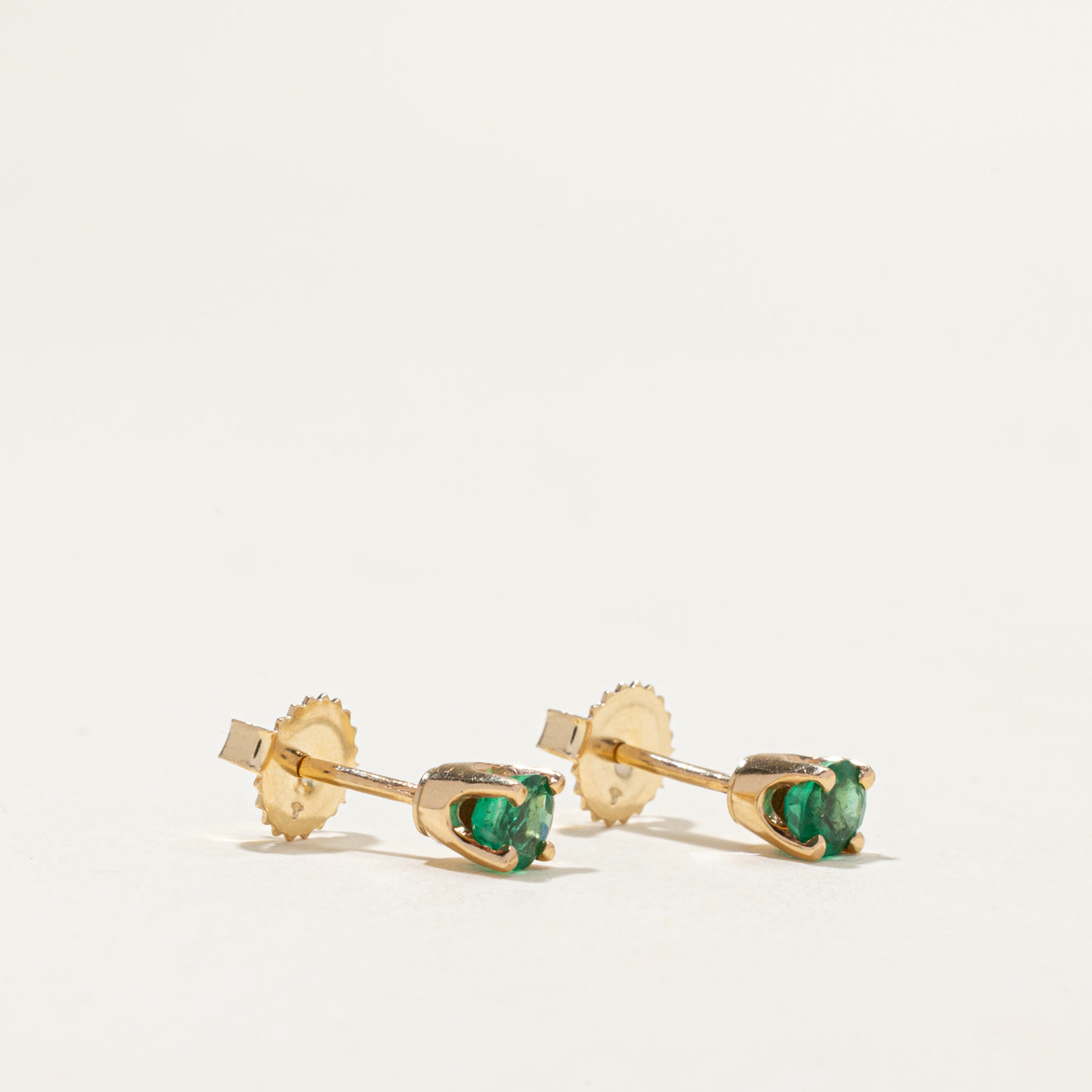 14k Round Cut Emerald Stud Earrings | 0.66ctw