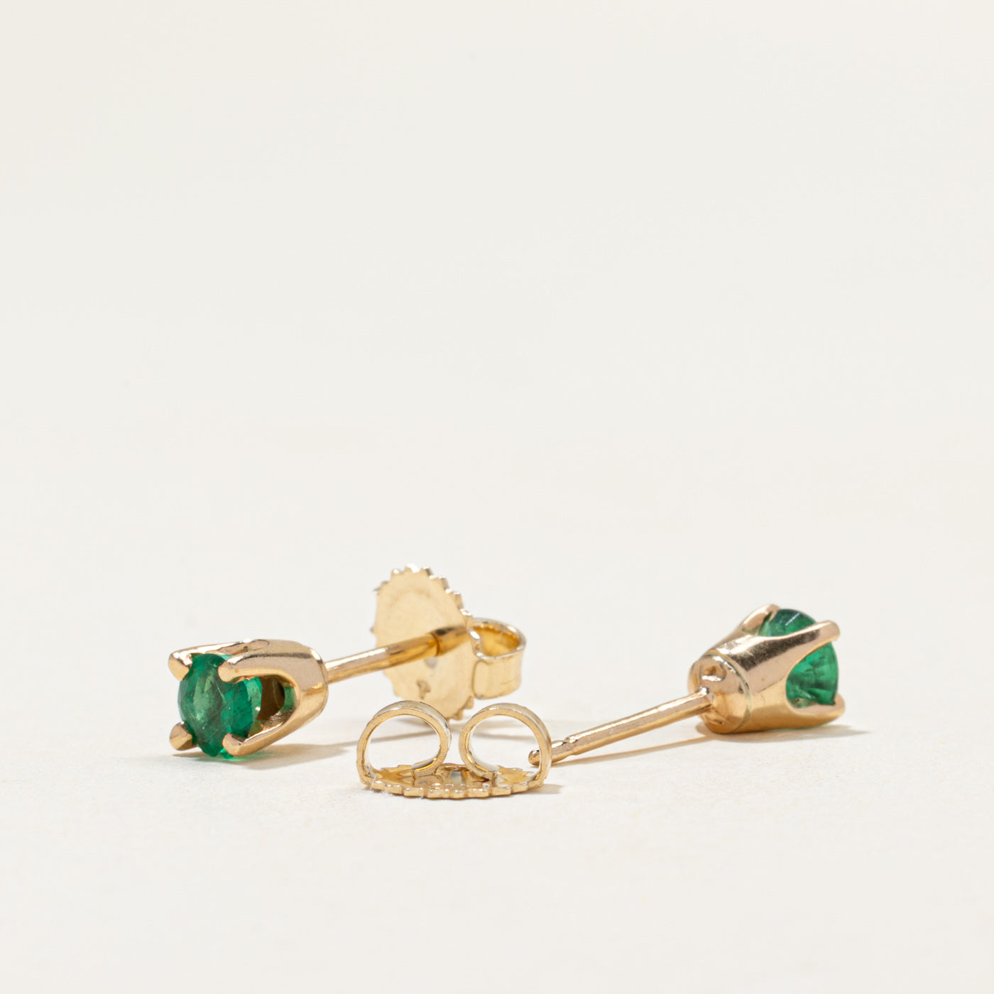 14k Round Cut Emerald Stud Earrings | 0.66ctw