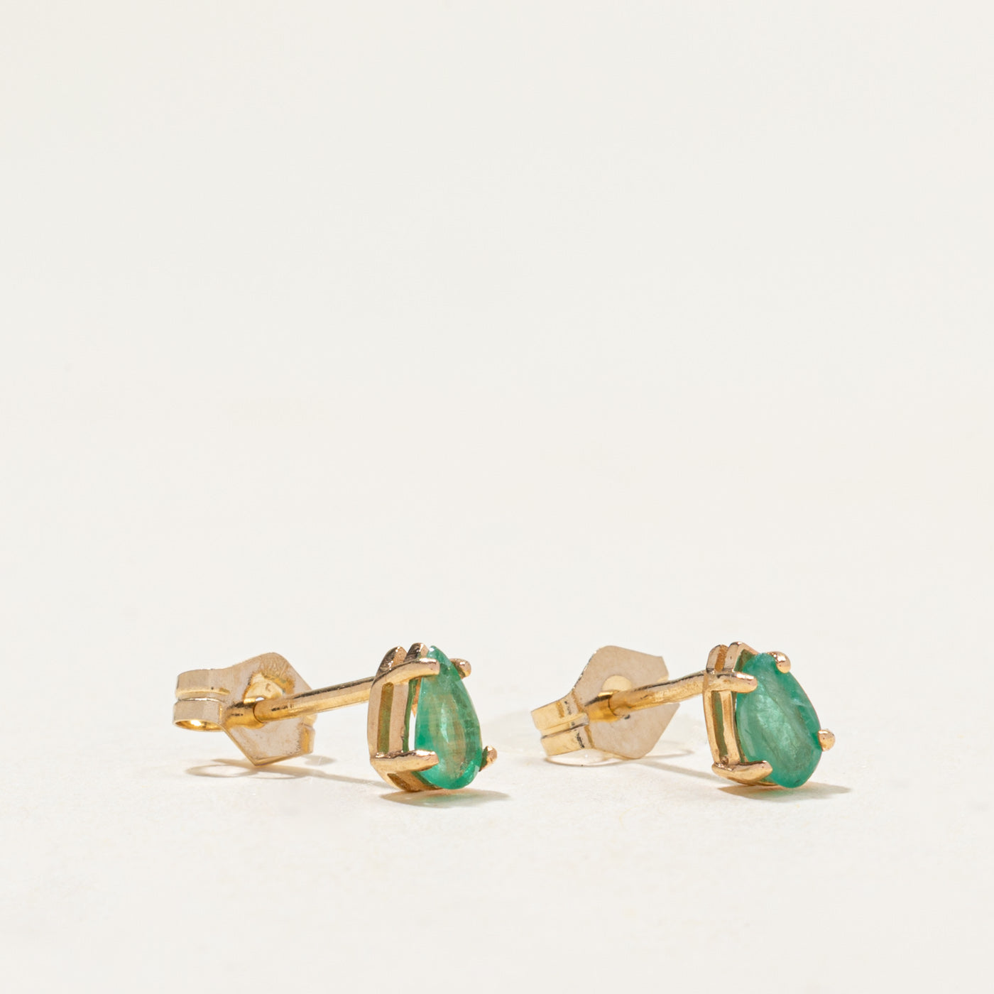 14k Pear Cut Emerald Stud Earrings | 0.24ctw
