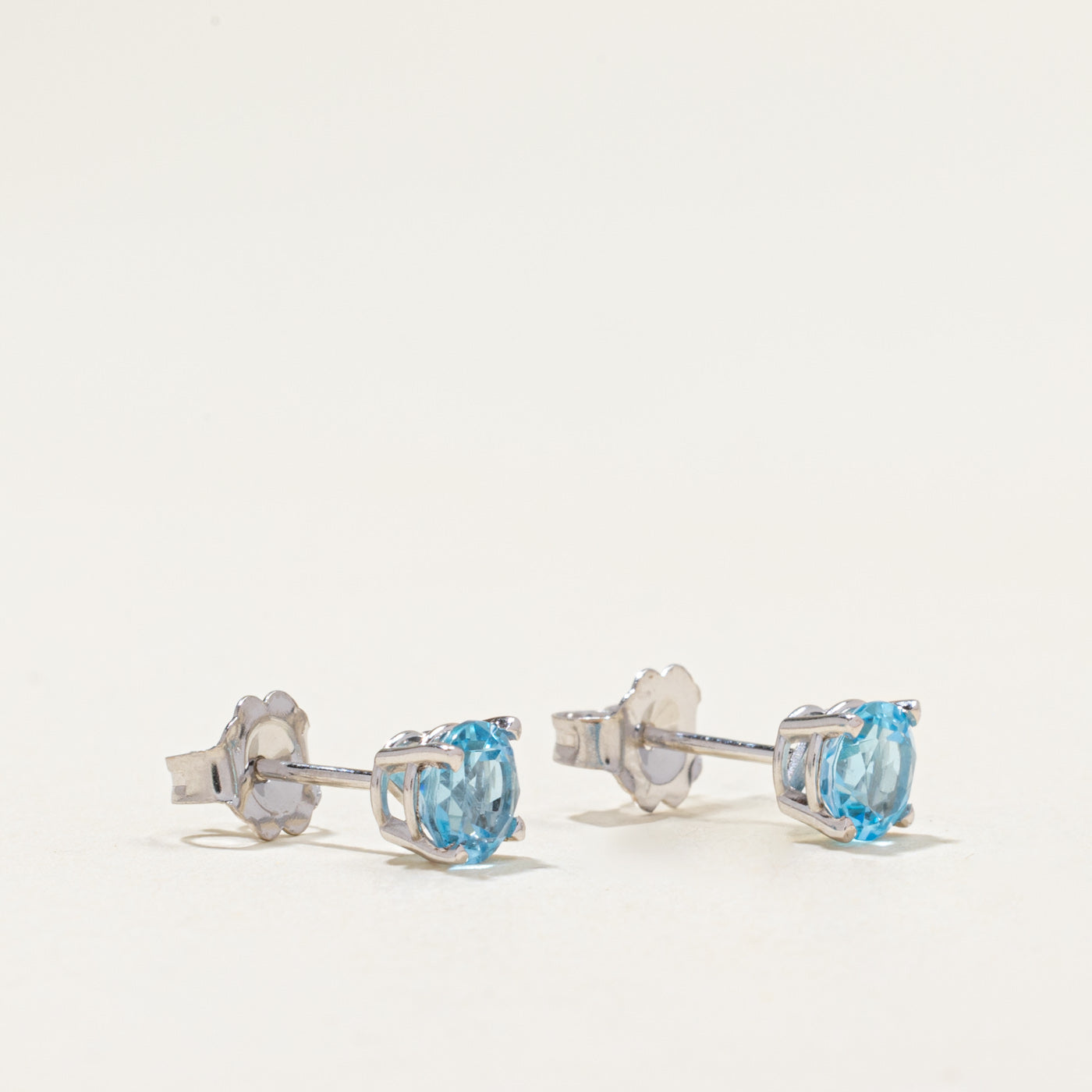 14k Solitaire Topaz Stud Earrings | 1.00ctw