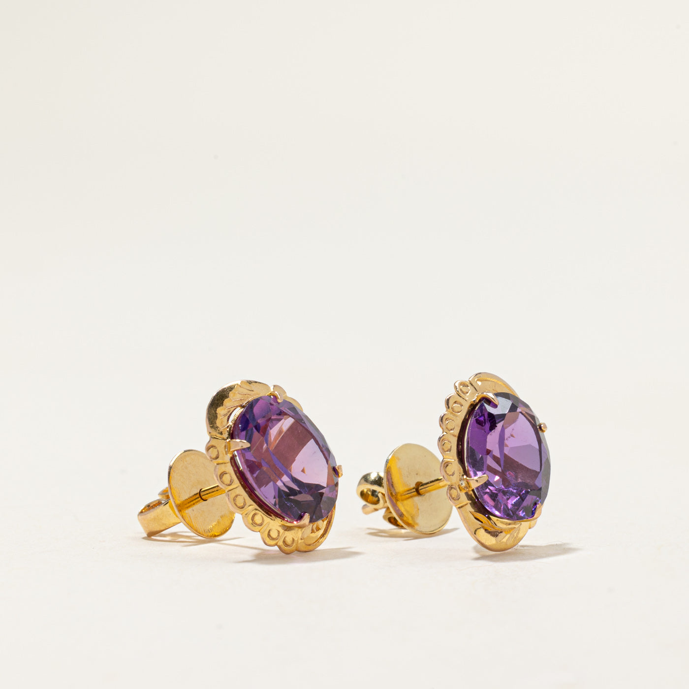 12k Synthetic Sapphire Stud Earrings | 7.00ctw