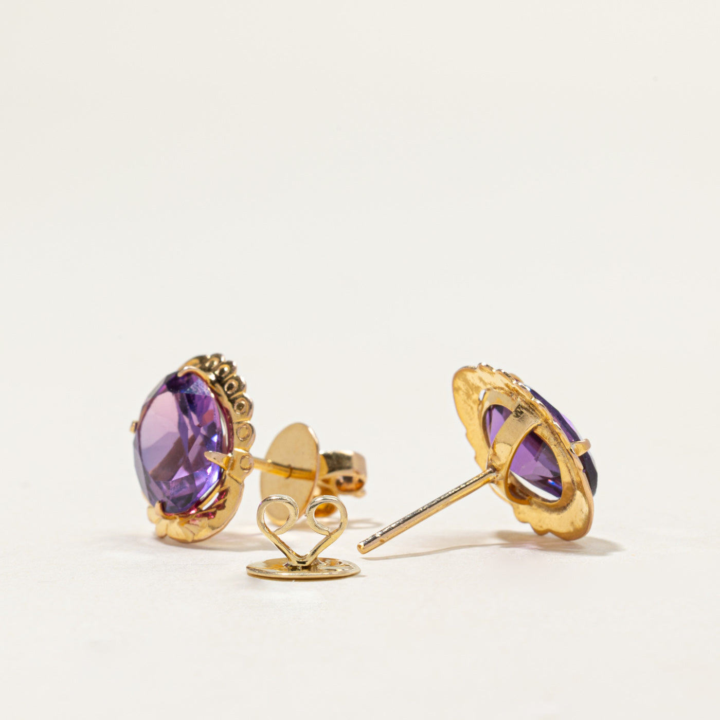 12k Synthetic Sapphire Stud Earrings | 7.00ctw