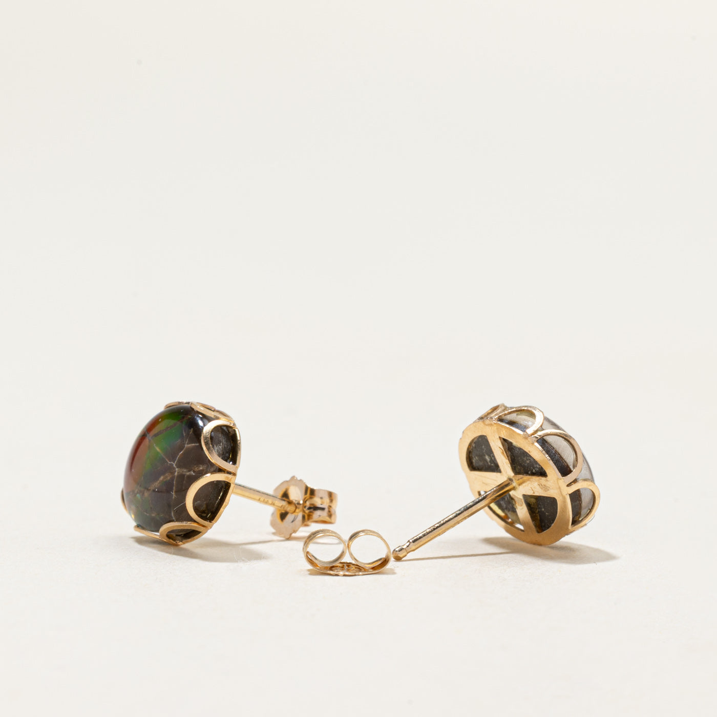 14k Ammolite Stud Earrings | 2.40ctw