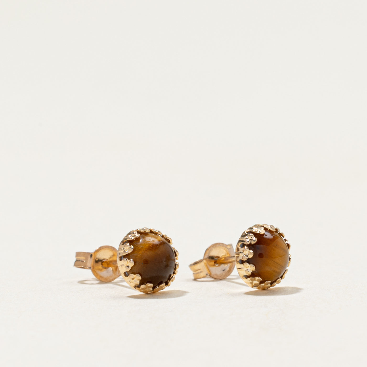 10k Tigers Eye Stud Earrings | 1.00ctw