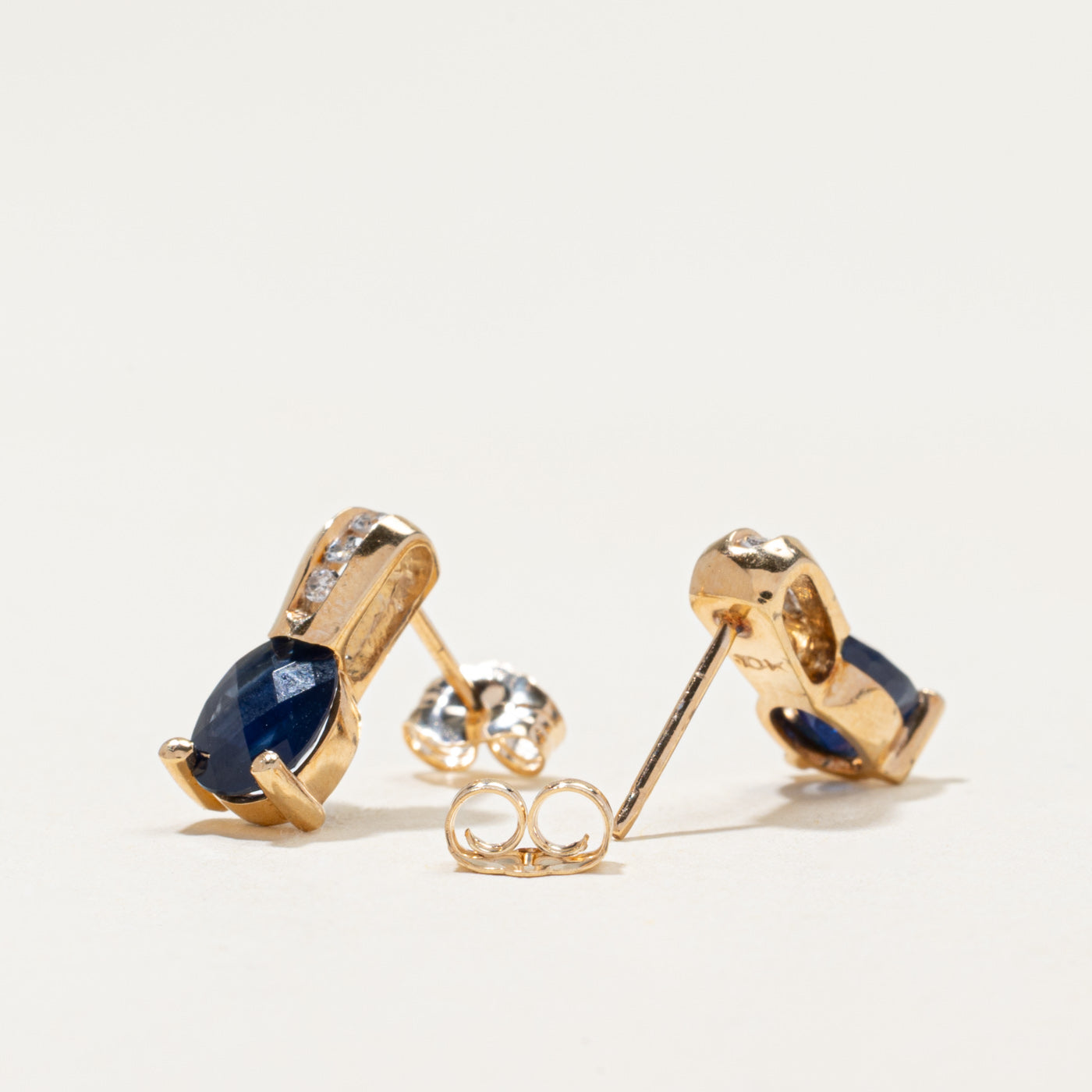 10k Sapphire & Diamond Stud Earrings | 1.60ctw, 0.08ctw