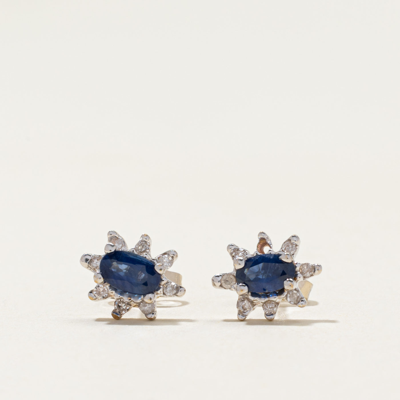 Sapphire & Diamond Petal Stud Earrings | 0.50ctw, 0.04ctw