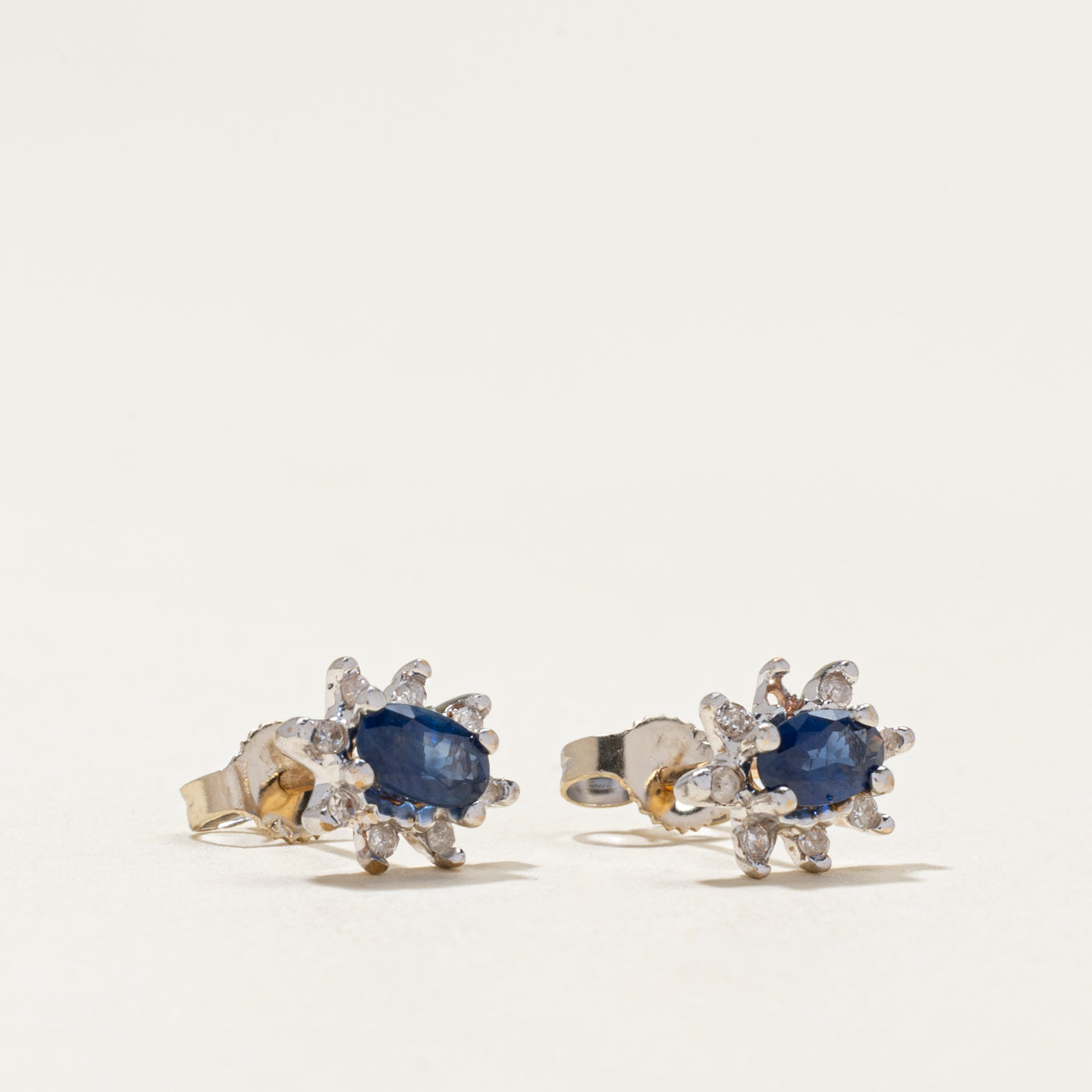 Sapphire & Diamond Petal Stud Earrings | 0.50ctw, 0.04ctw