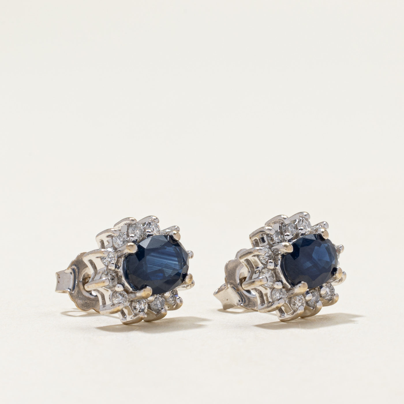 Sapphire & Diamond Petal Stud Earrings | 1.60ctw, 0.40ctw