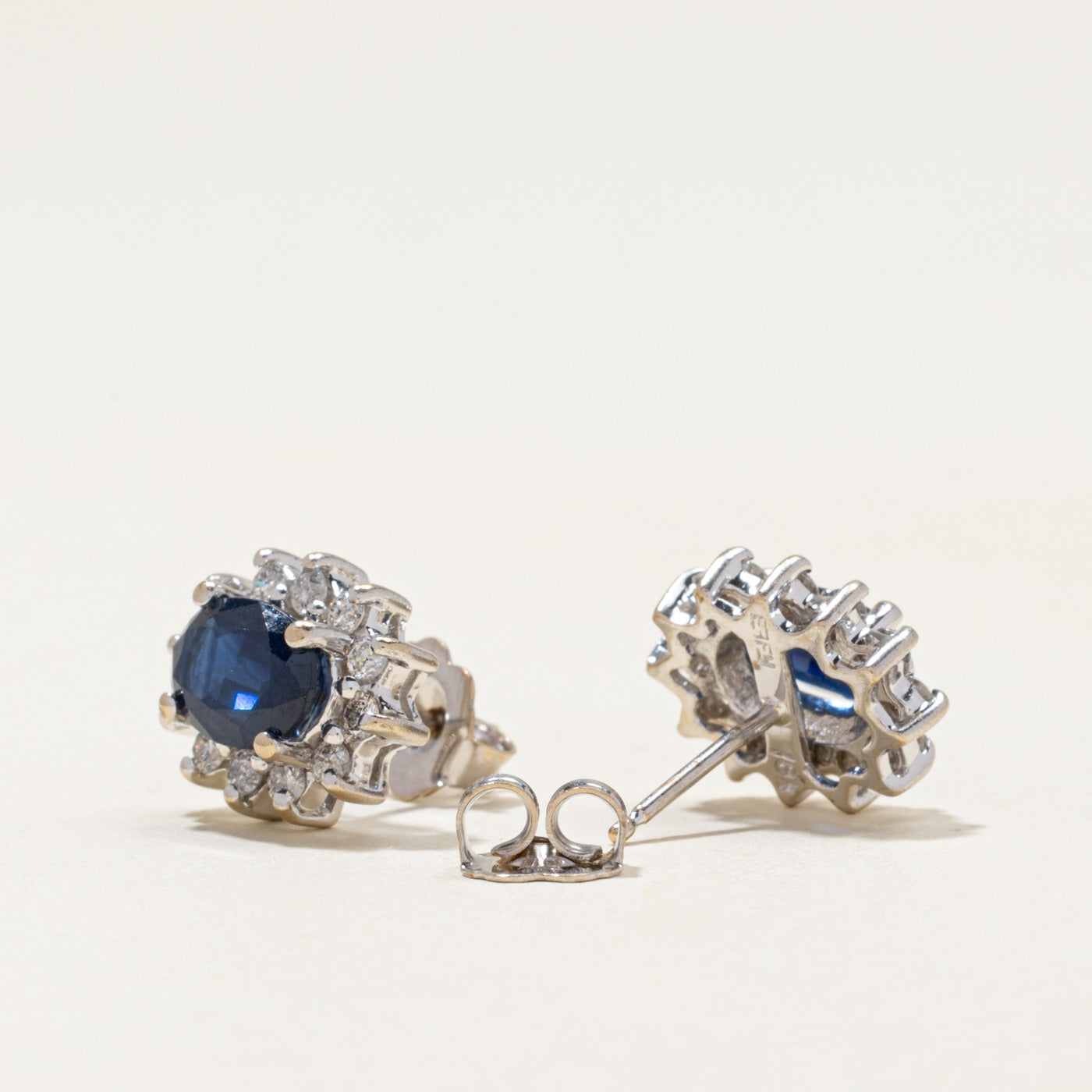 Sapphire & Diamond Petal Stud Earrings | 1.60ctw, 0.40ctw