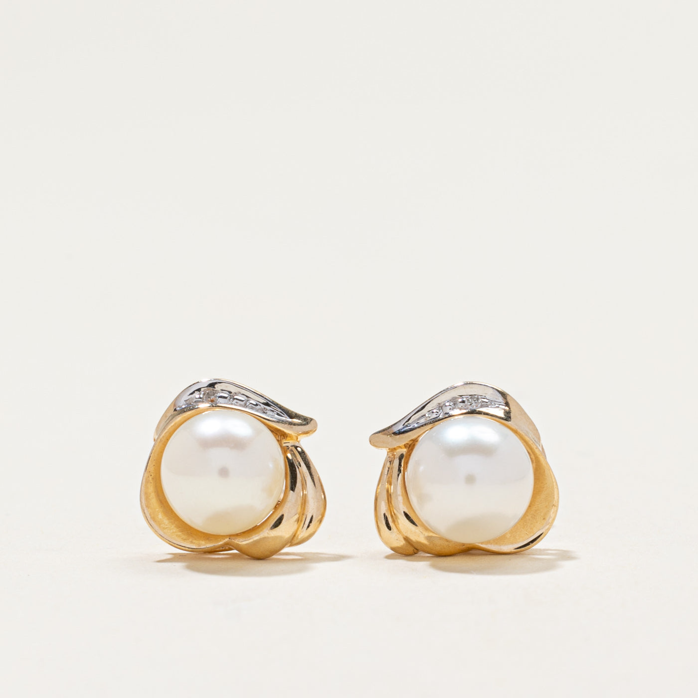 Pearl & Diamond Stud Earrings | 0.004ctw