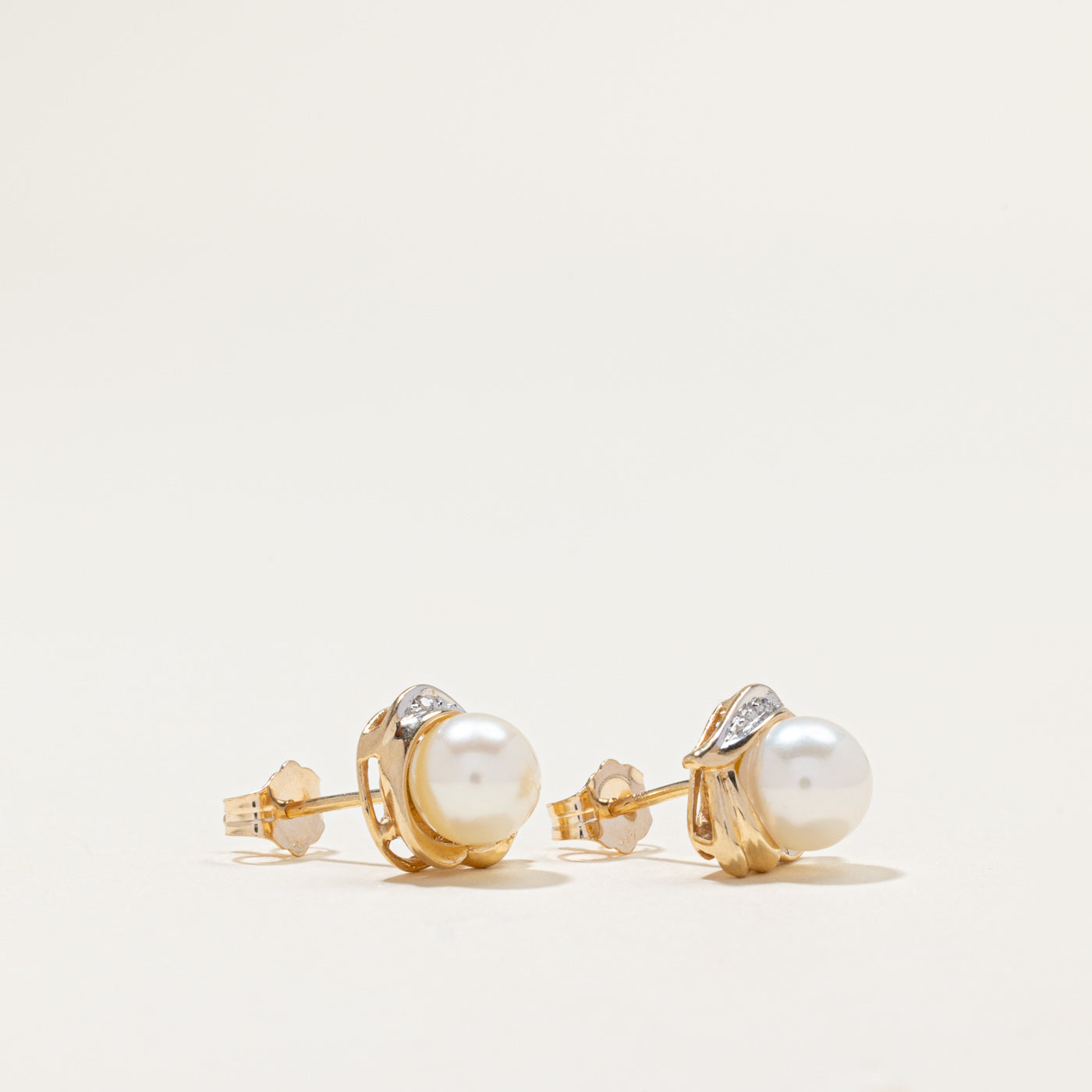 Pearl & Diamond Stud Earrings | 0.004ctw