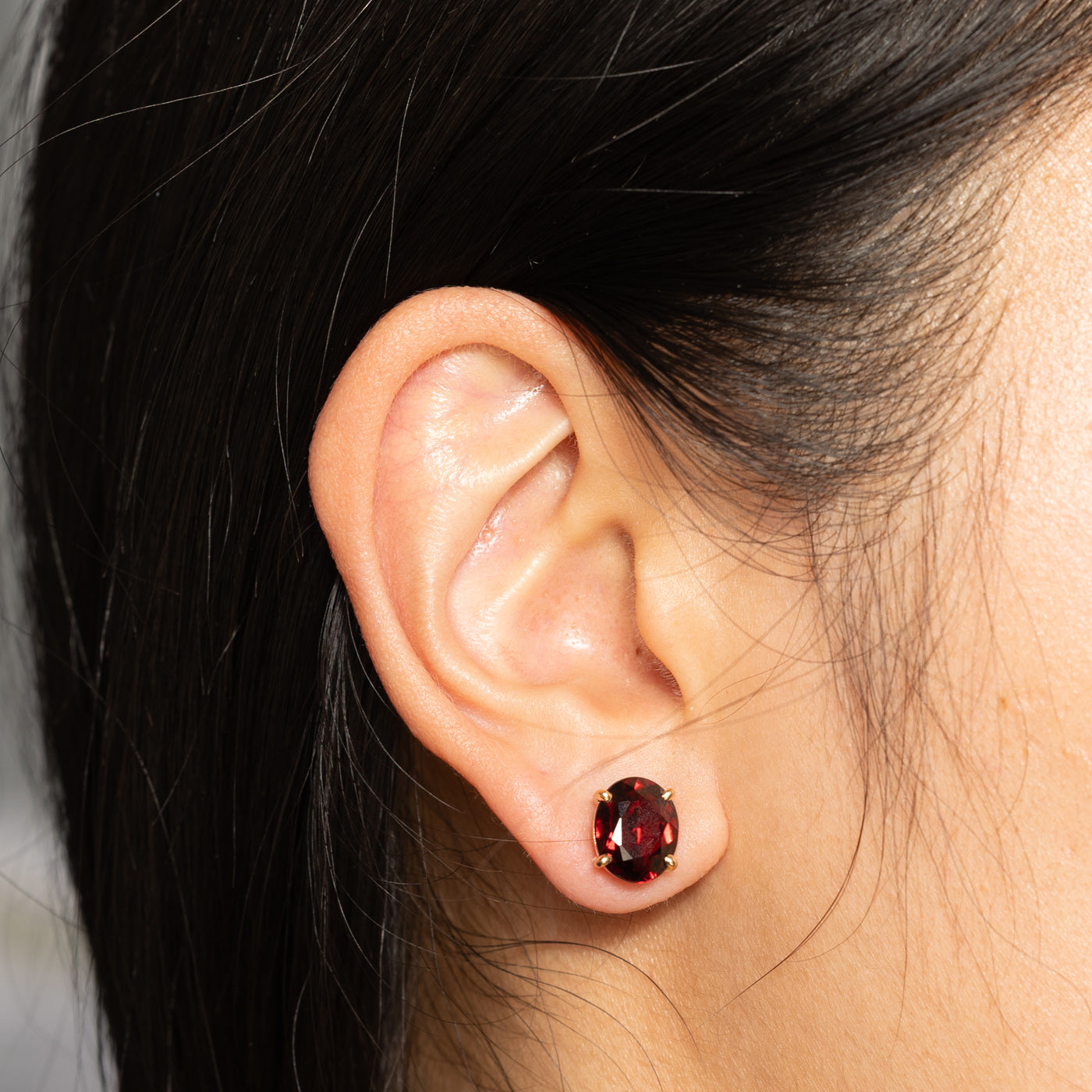 14k Oval Cut Garnet Stud Earrings | 8.40ctw