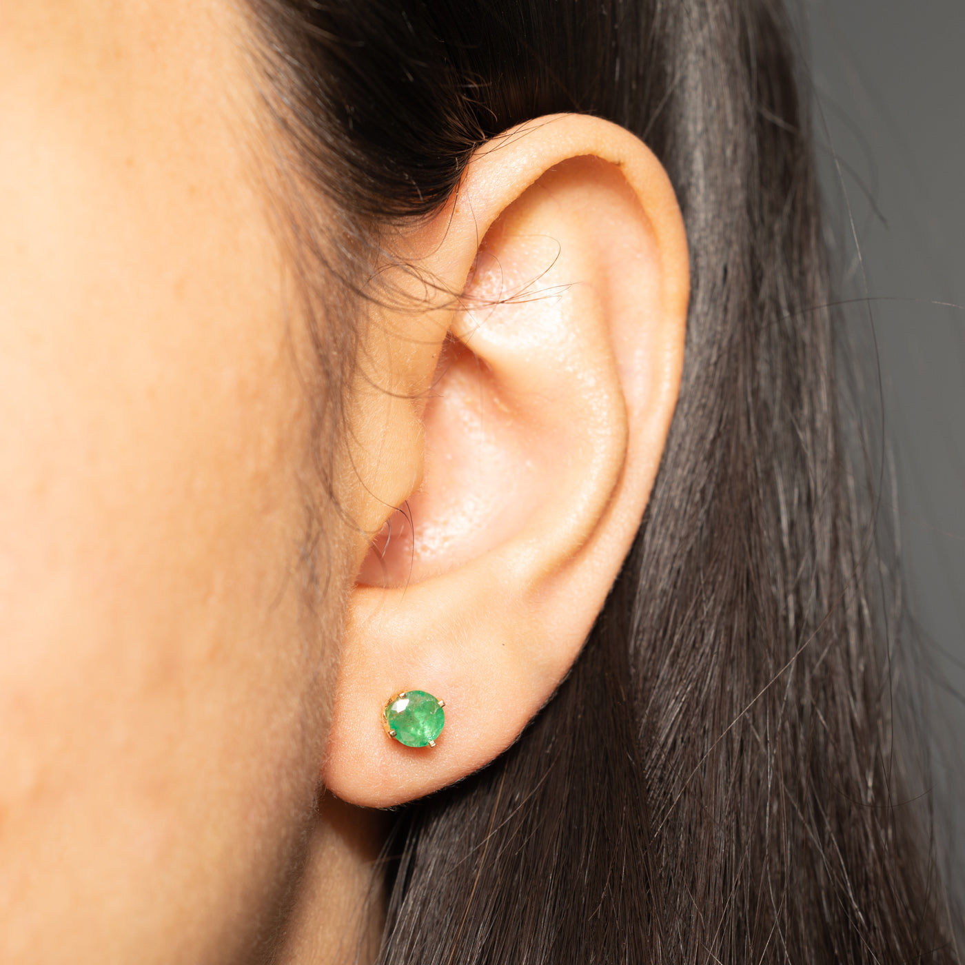 14k Round Cut Emerald Stud Earrings | 1.00ctw
