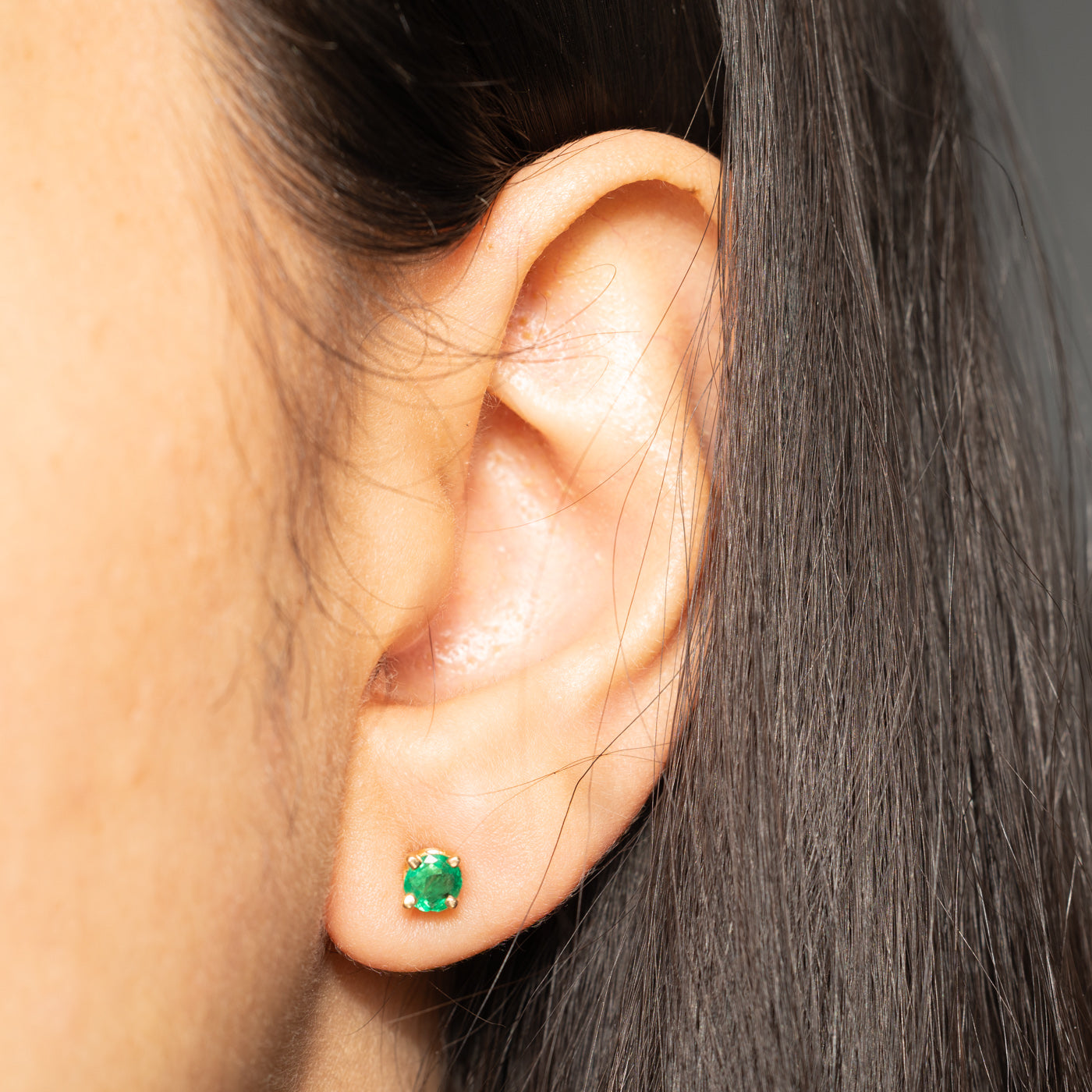 14k Round Cut Emerald Stud Earrings | 0.66ctw