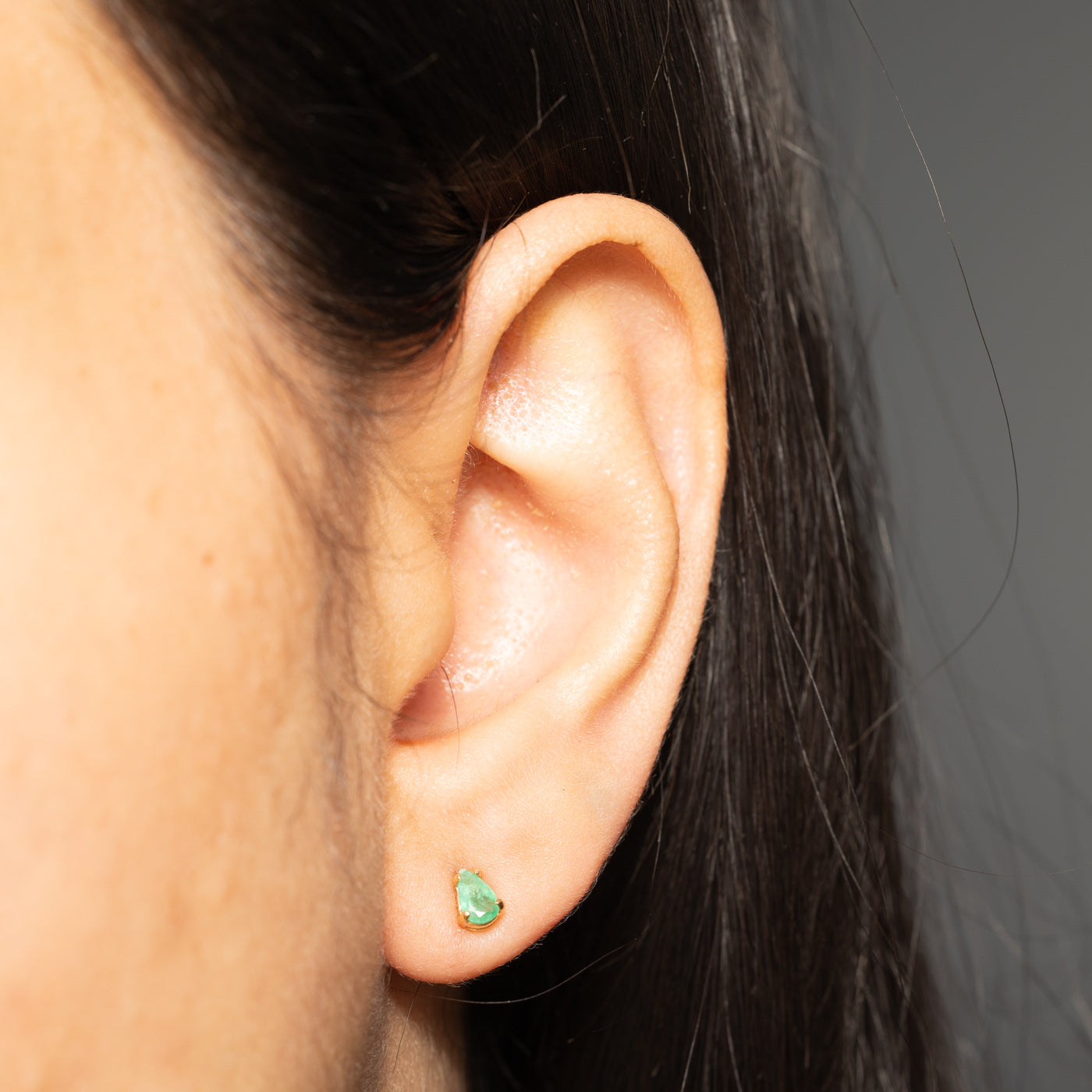 14k Pear Cut Emerald Stud Earrings | 0.24ctw